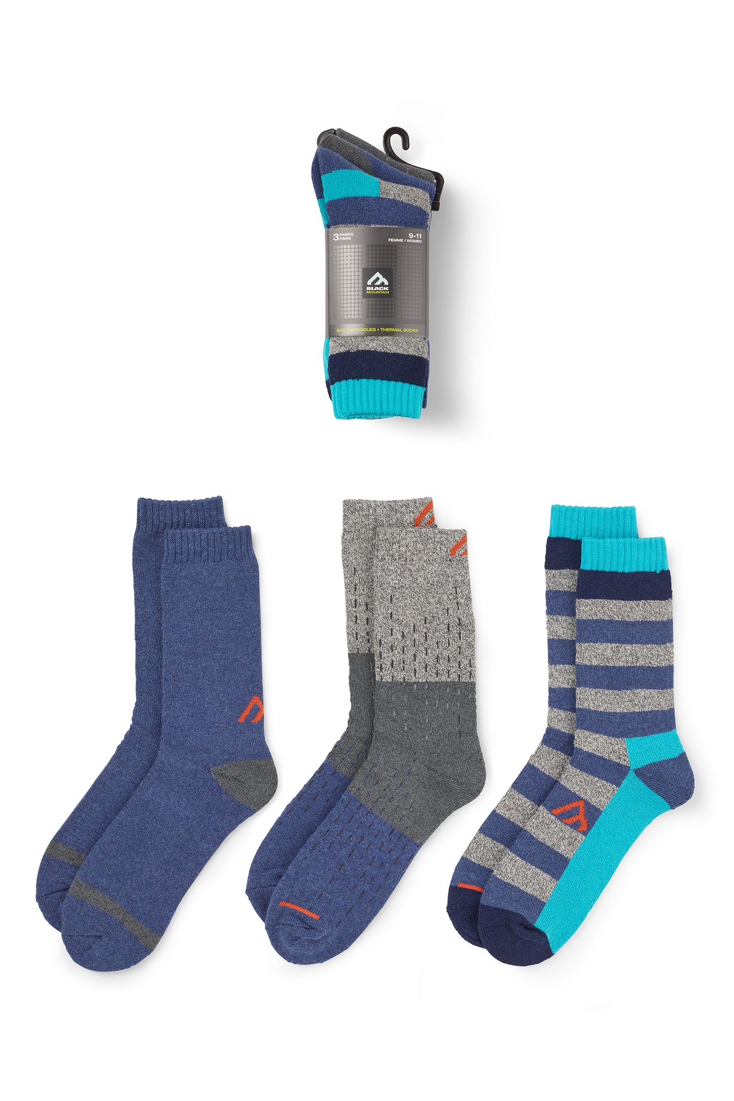 Pack of three pairs of striped BM thermal socks - Women