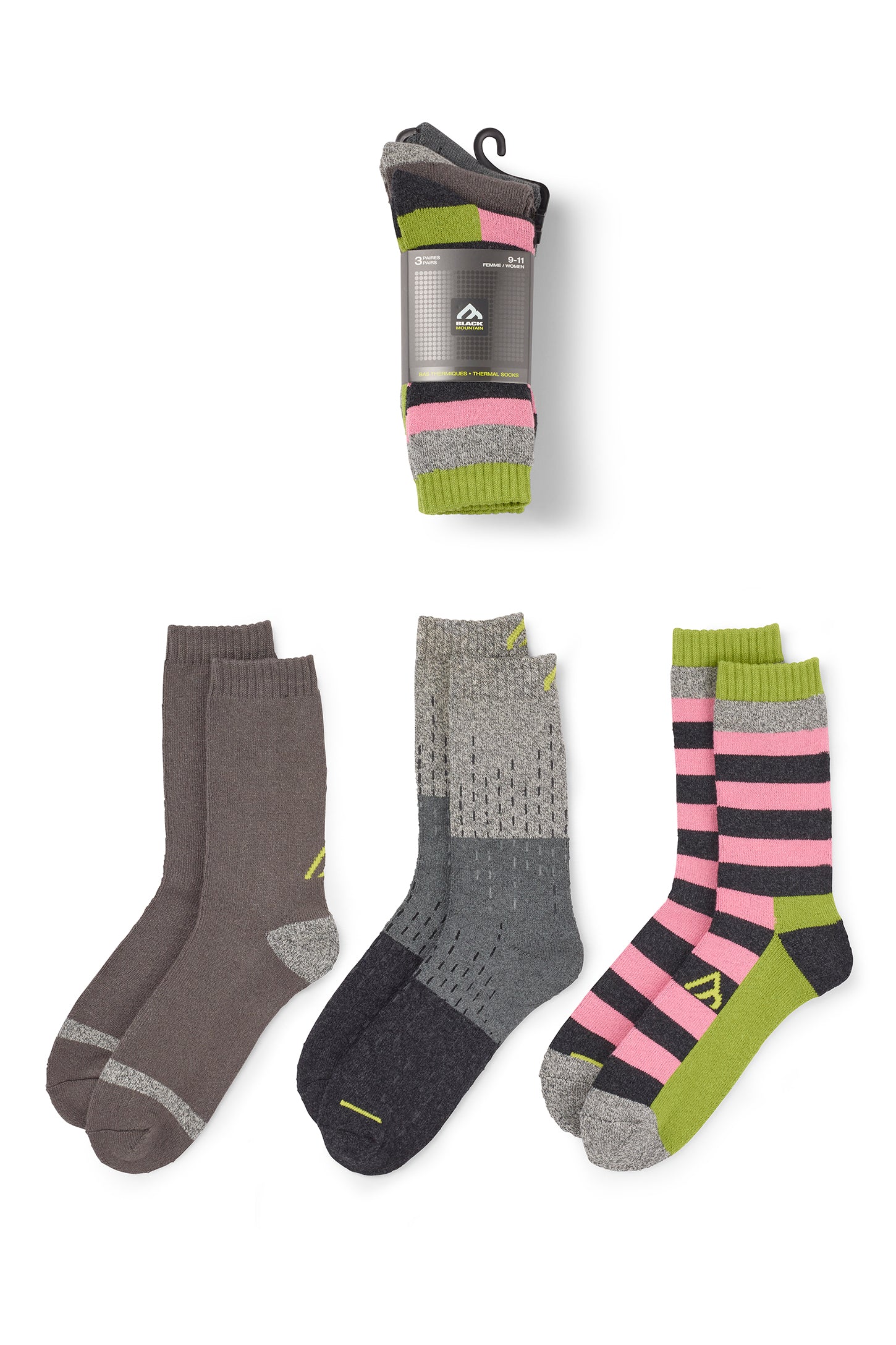 Pack of three pairs of striped BM thermal socks - Women