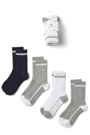 Lot de 4 paires de chaussettes en coton - Enfant fille && MARIN