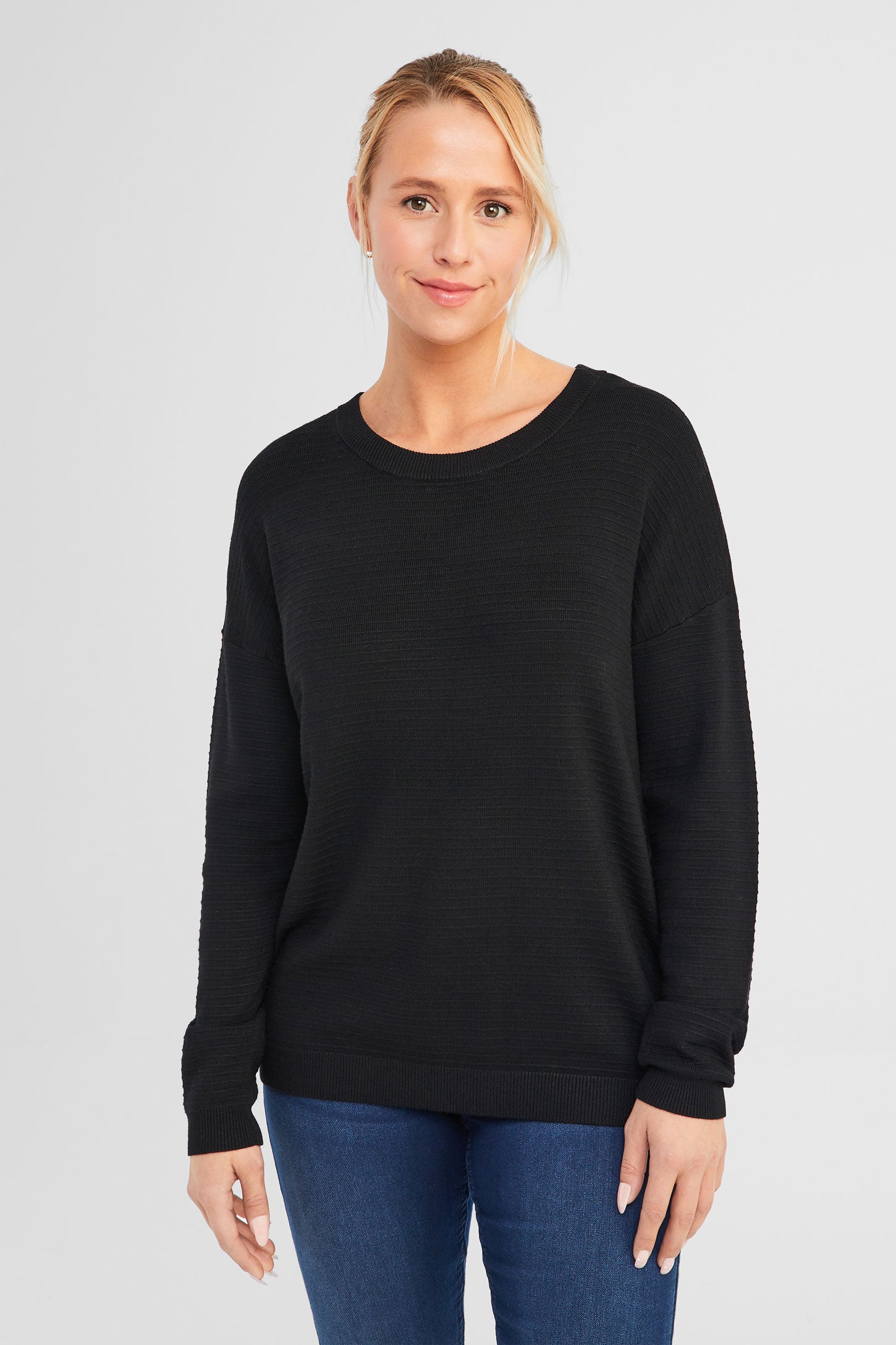 Chandail à maille ottoman - Femme && NOIR