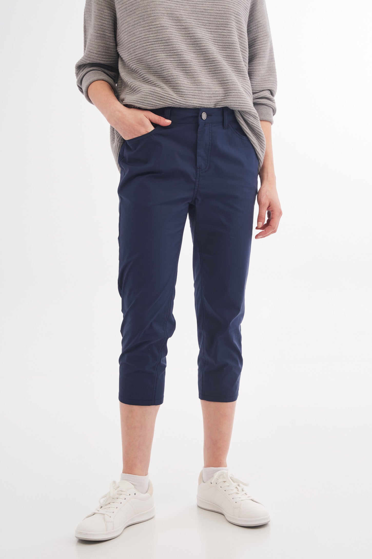 Pantalon capri en popeline - Femme && MARIN