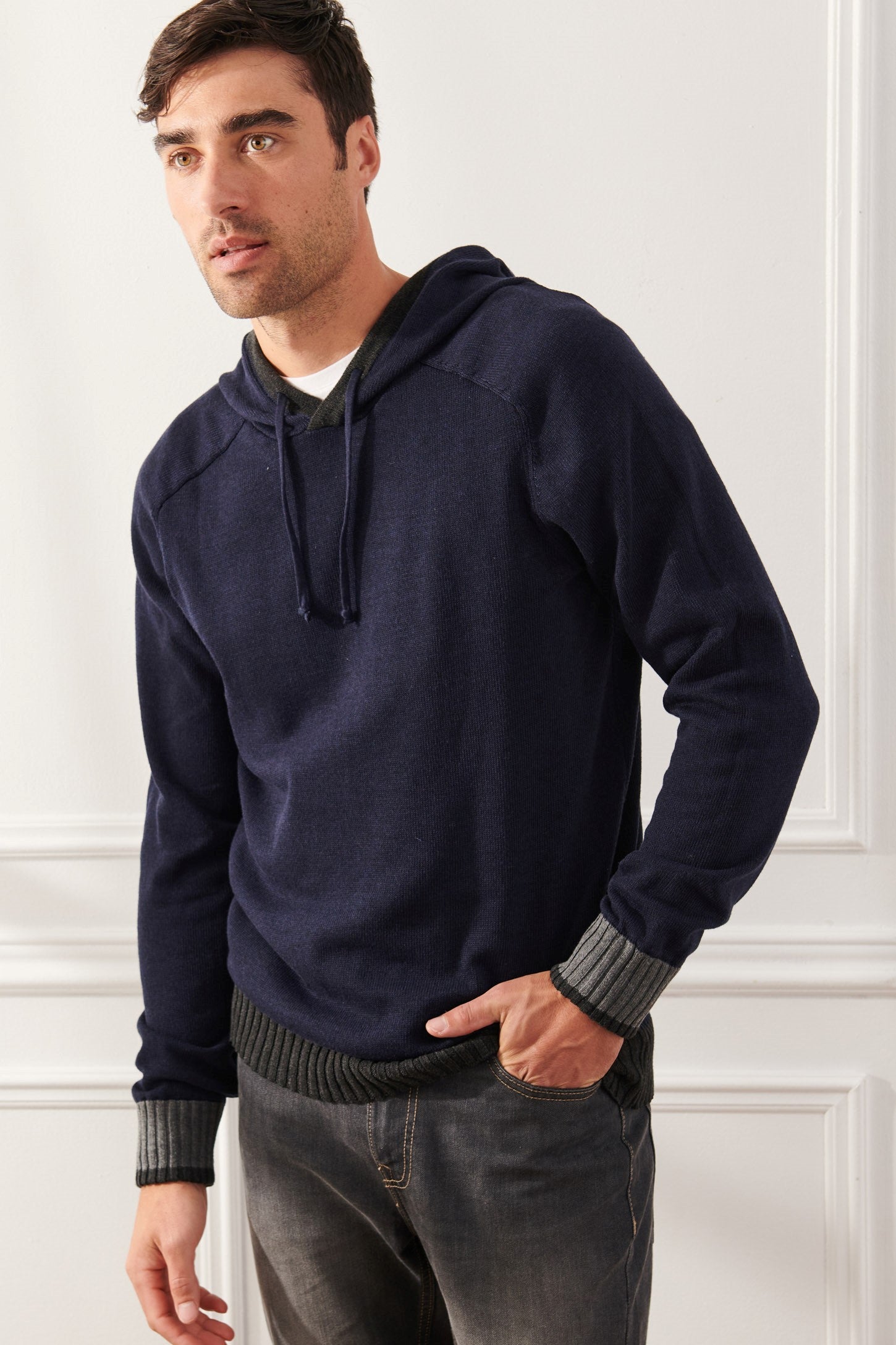 Knit Hooded Sweater - Men