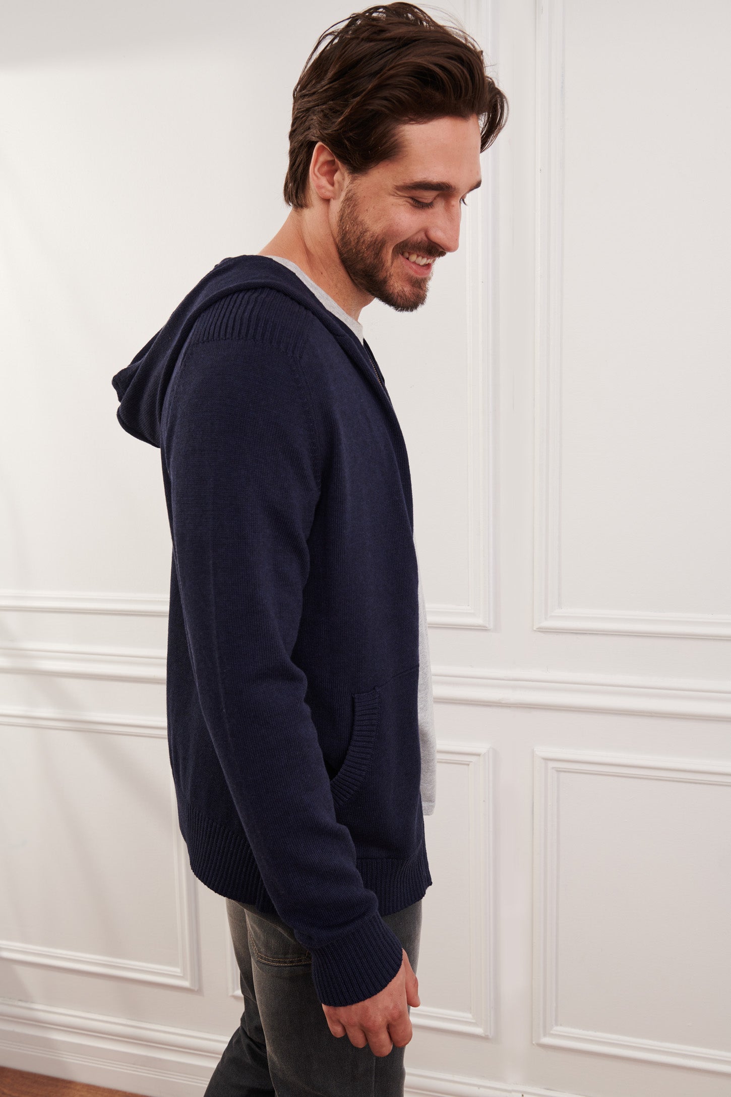 Cardigan en tricot à capuchon - Homme && MARIN MIXTE