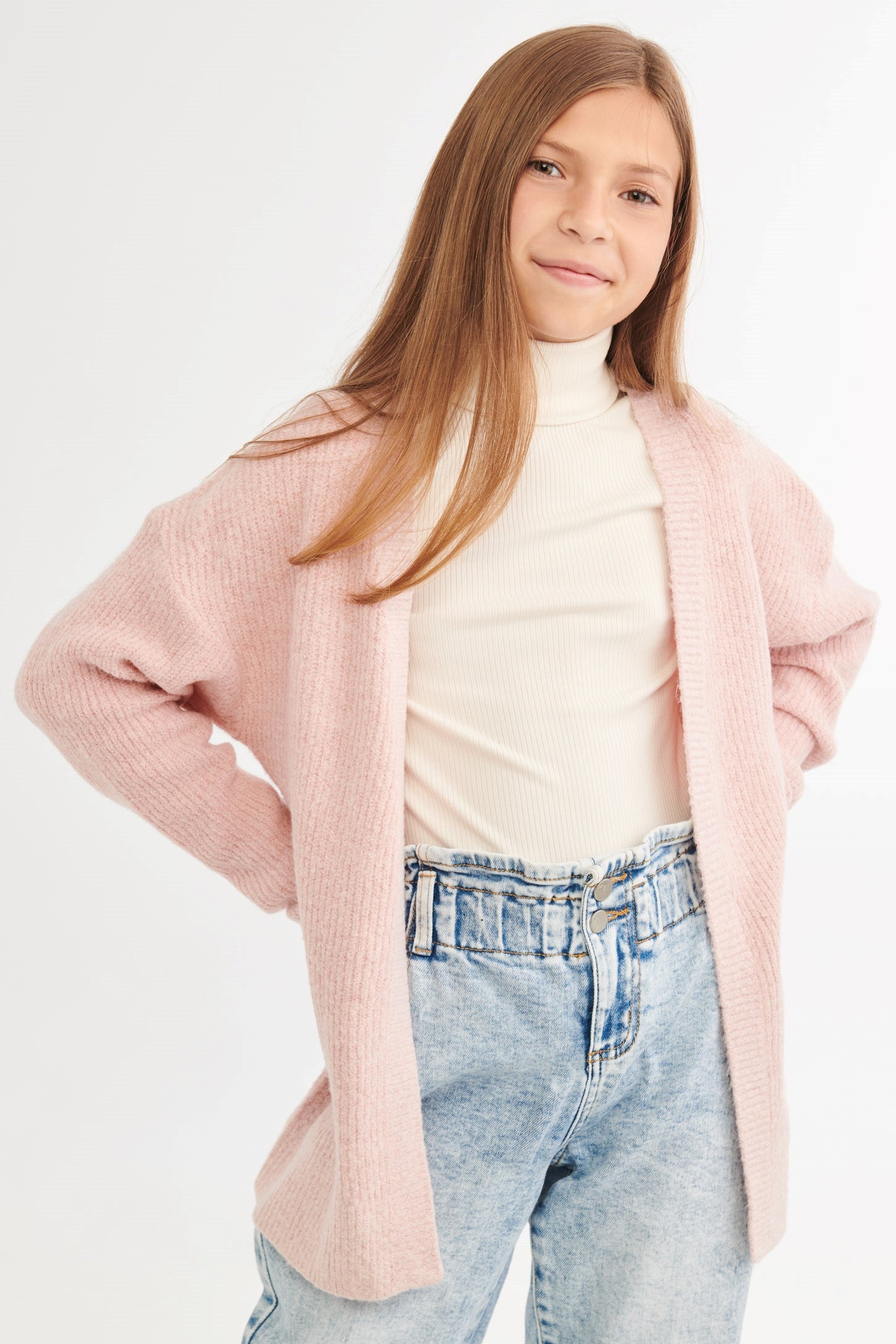 Cardigan en tricot côtelé - Ado fille && ROSE