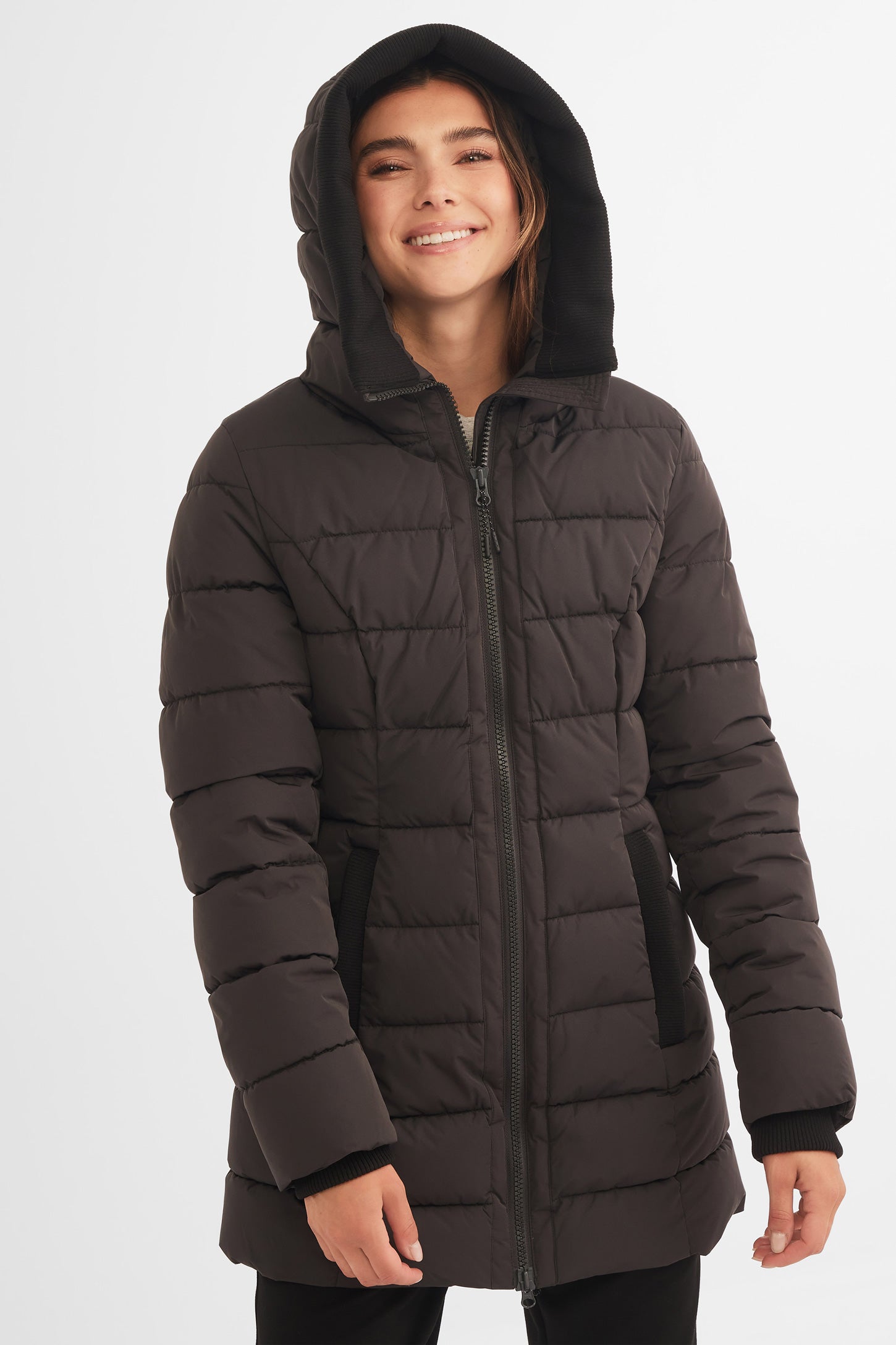 Manteau d'hiver long - Femme && GRIS FONCE
