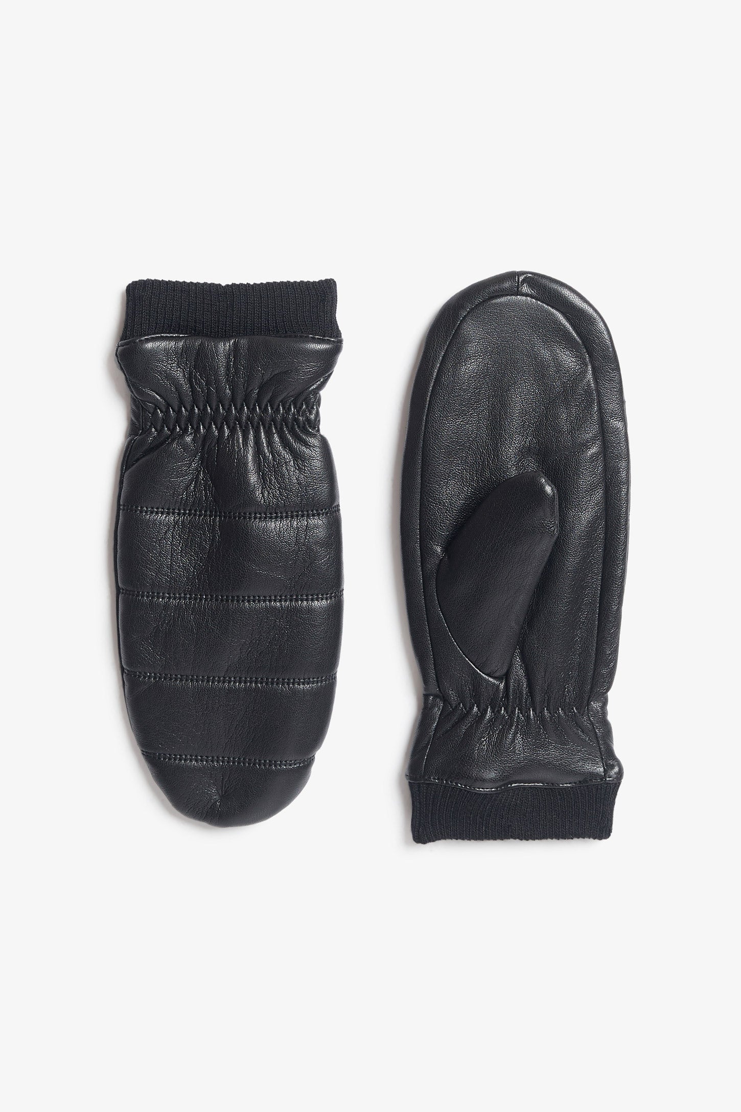 Mitaines faux cuir doublées en micropolar - Femme && NOIR