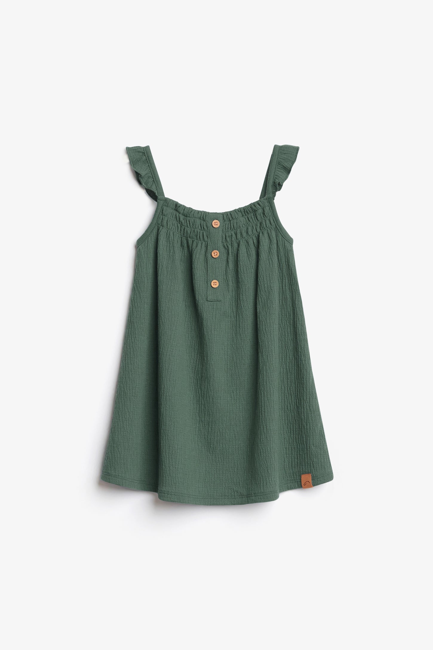 Robe à volants en coton - Bébé fille && VERT