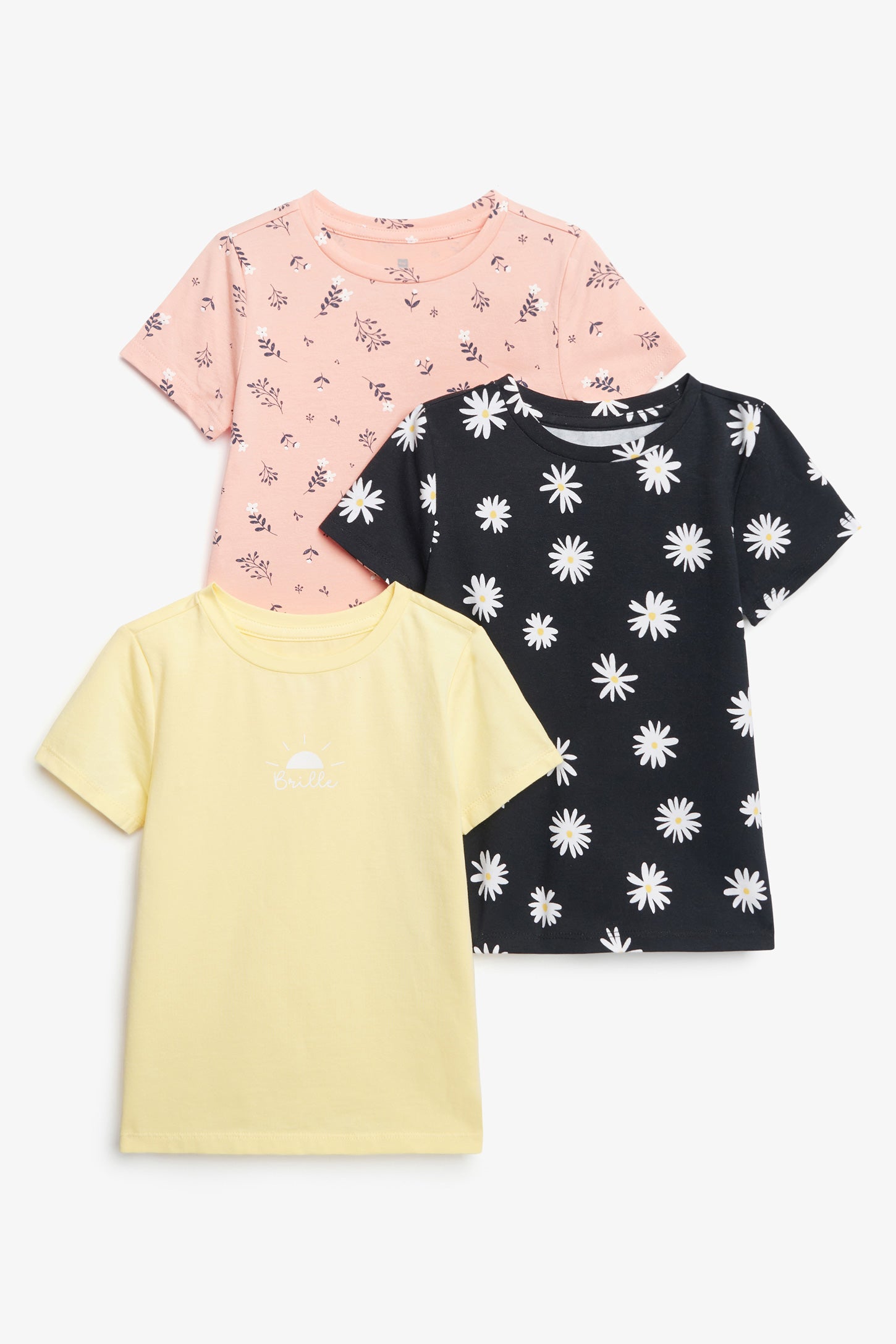 Prix pop, Lot de 3 t-shirts en coton - Bébé fille && JAUNE
