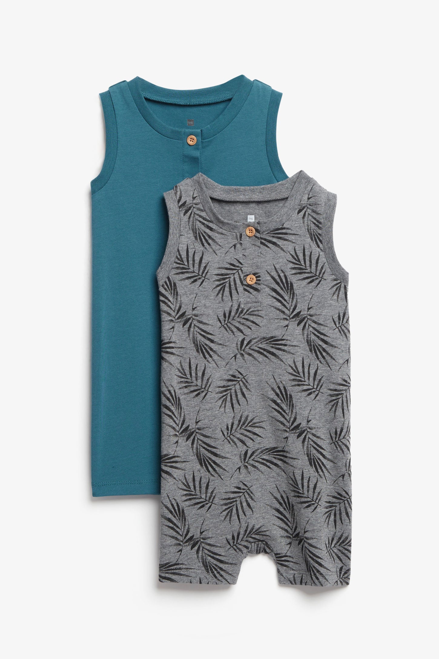 Prix pop, Lot de 2 barboteuses Henley en coton - Bébé garçon && GRIS MULTI