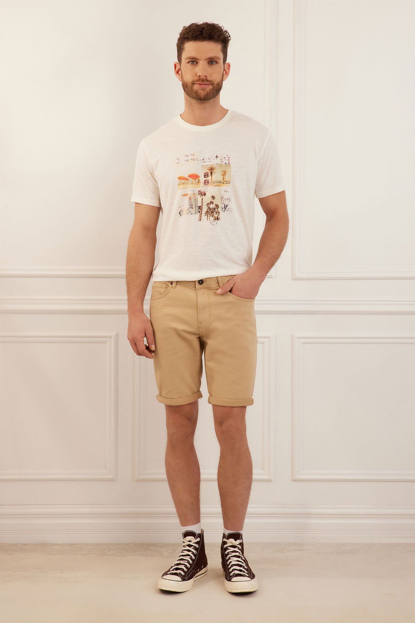 5-pocket shorts in French cotton twill - Men