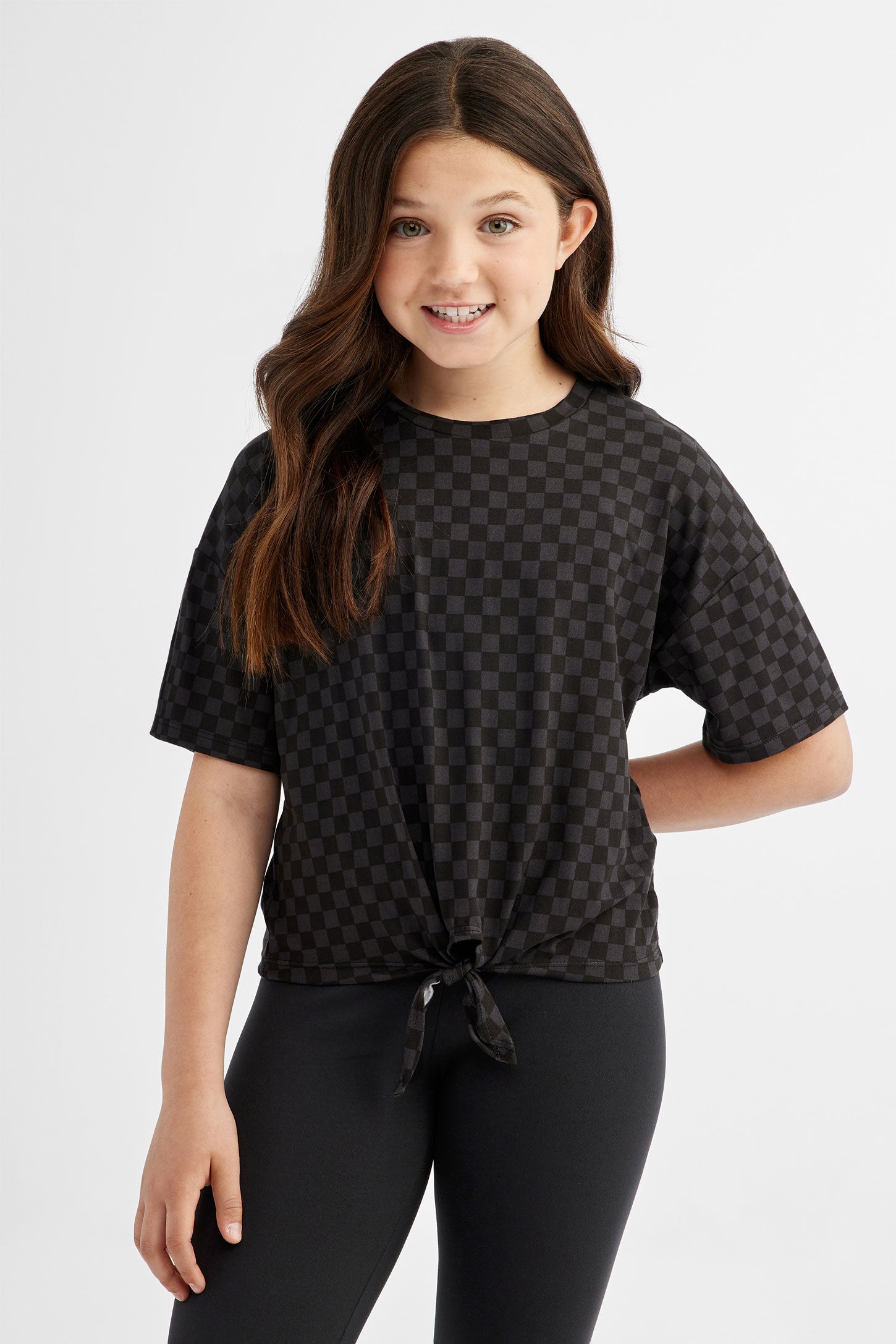 T-shirt noué au-devant en Moss, 2/25$ - Ado Fille && GRIS MULTI