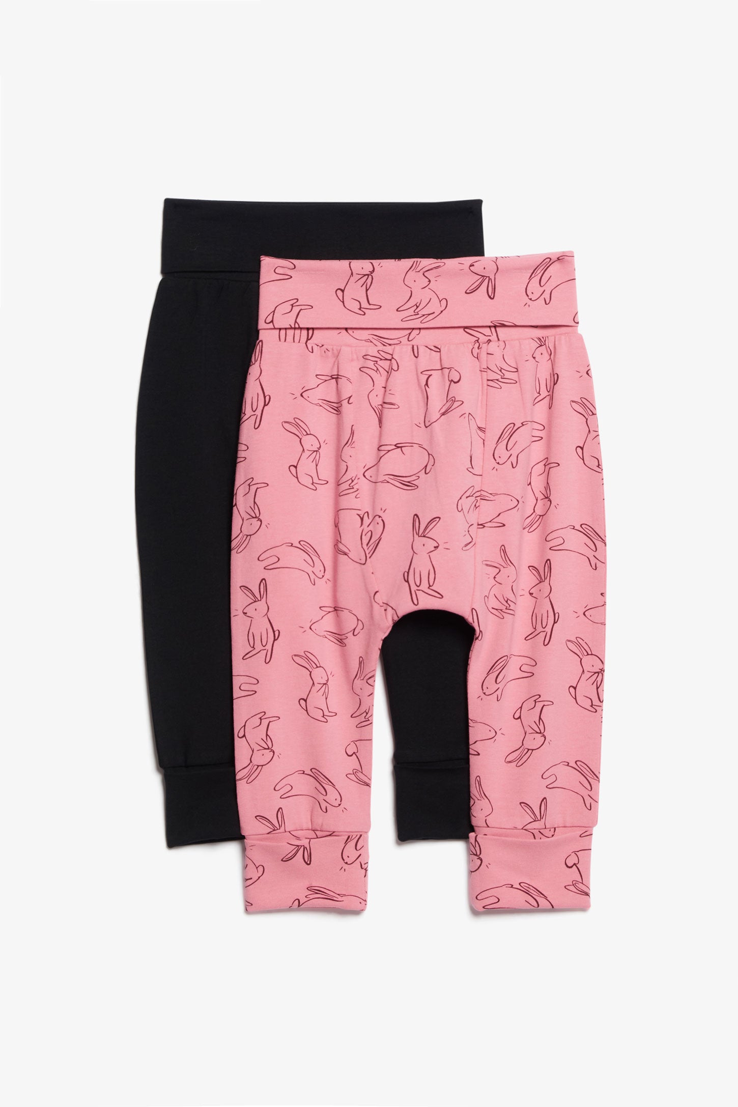 Prix pop, Lot de 2 leggings évolutifs en coton - Bébé fille && NOIR