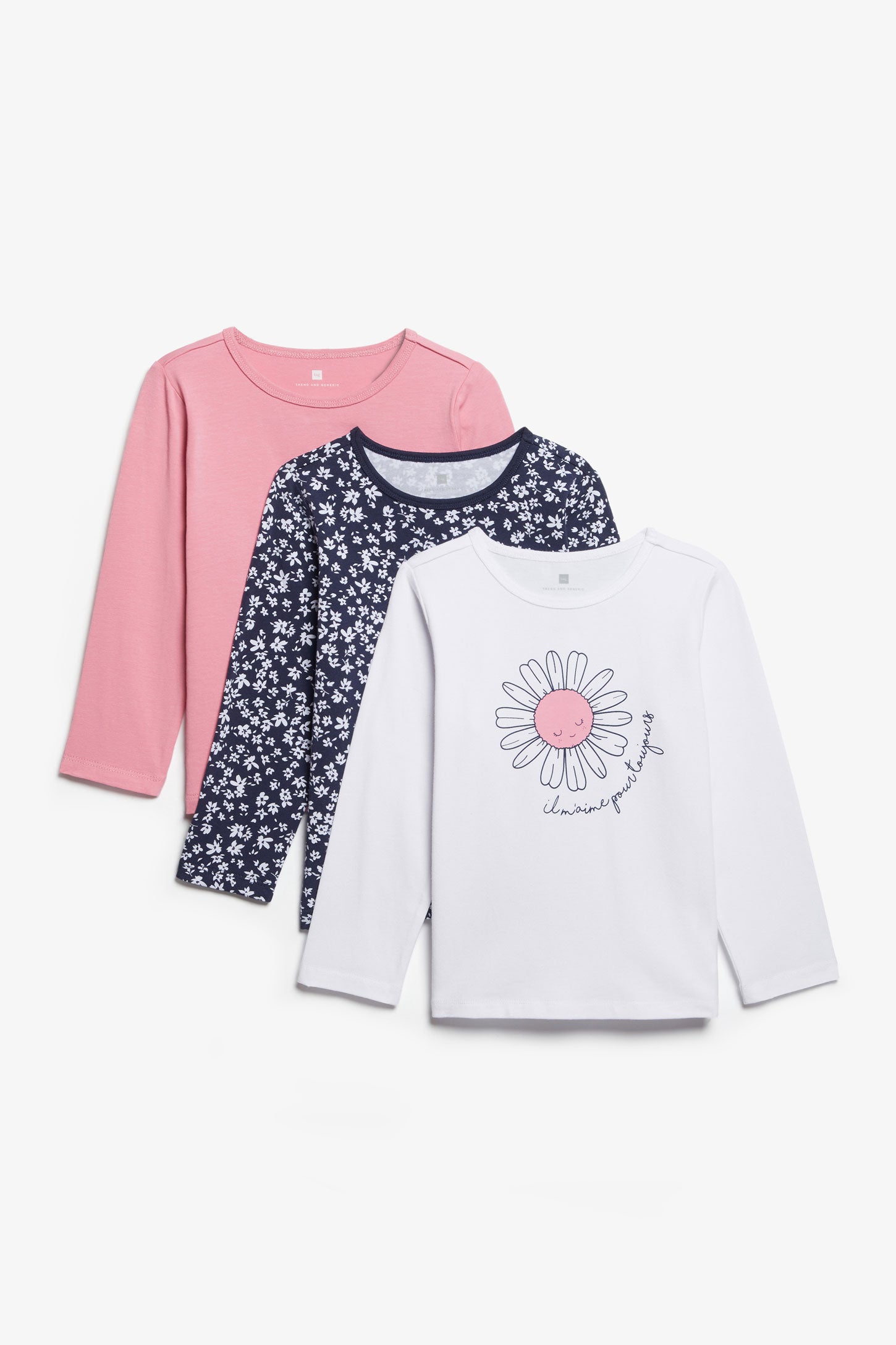 Prix pop, Lot de 3 chandails, 2T-3T- Bébé fille && BLANC