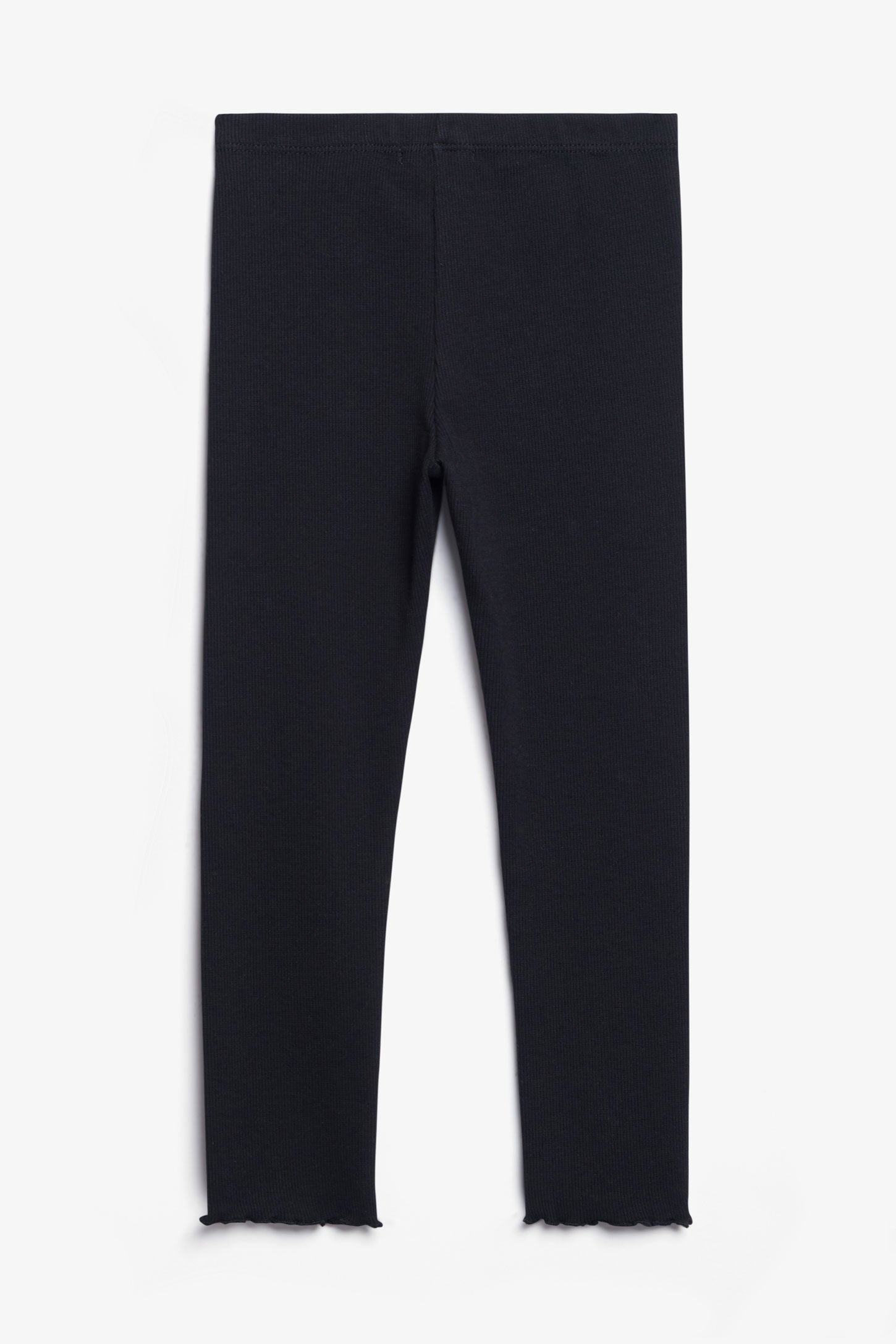 Legging côtelé finitions laitue - Enfant fille && NOIR