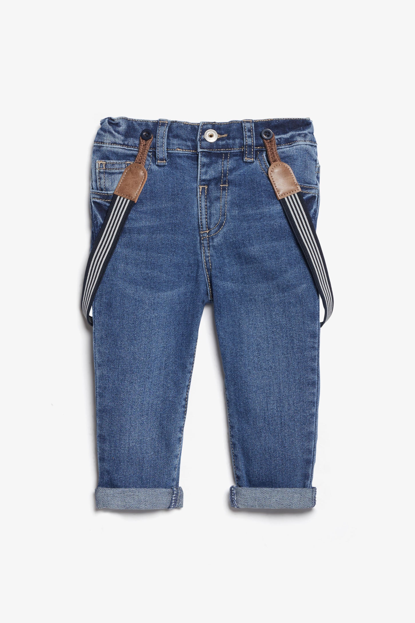 Jeans à bretelles amovibles, 2T-3T - Bébé garçon && DENIM MOYEN