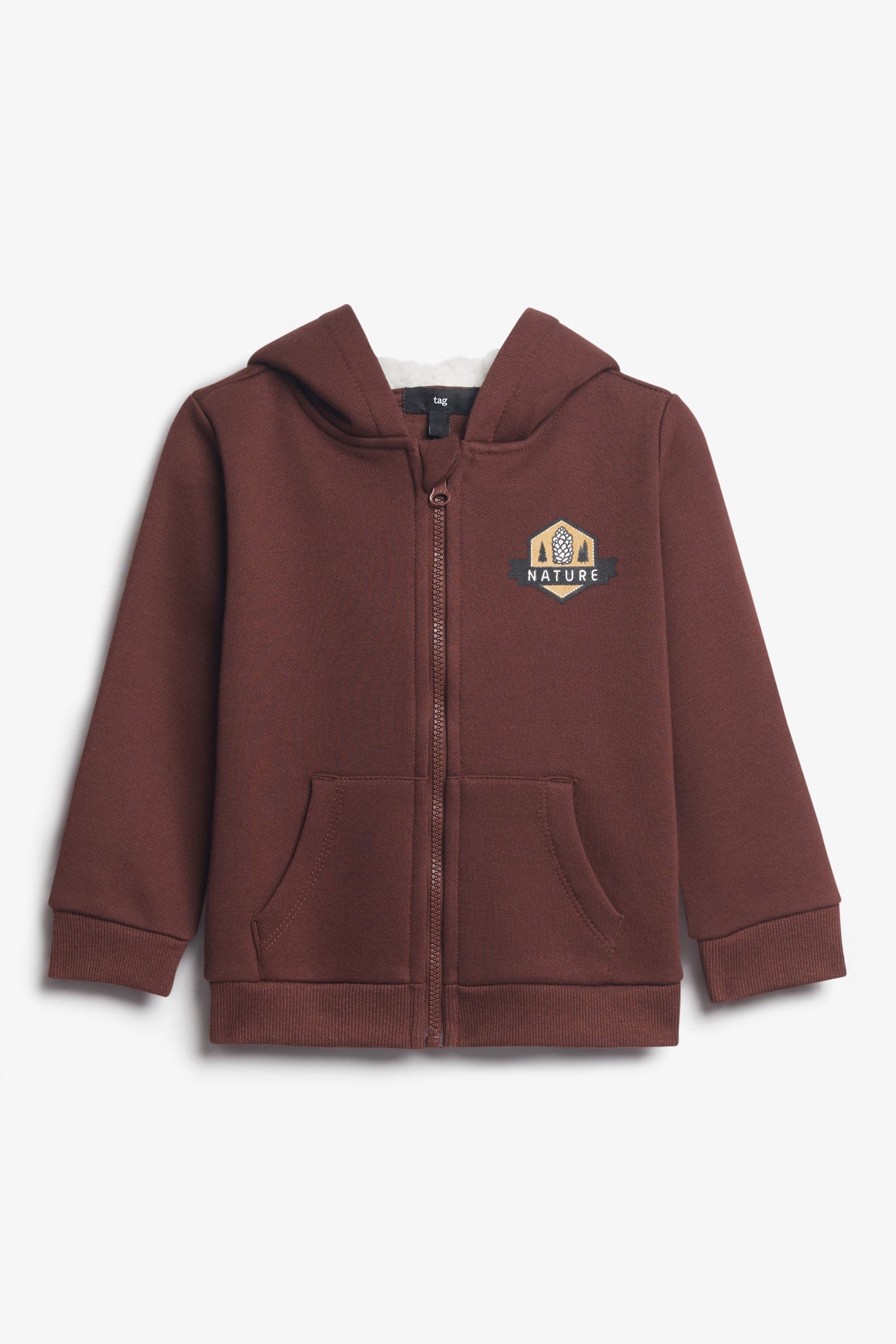 Veste capuchon sherpa coton ouaté - Bébé garçon && BRUN
