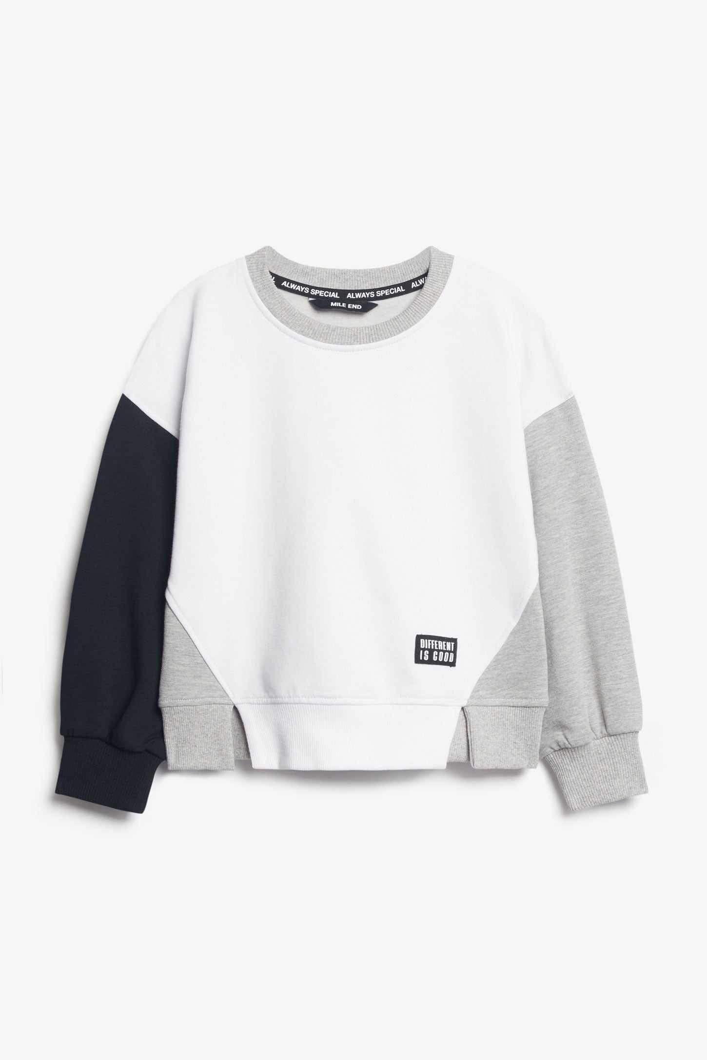 Chandail col rond ouaté - Enfant fille && BLANC