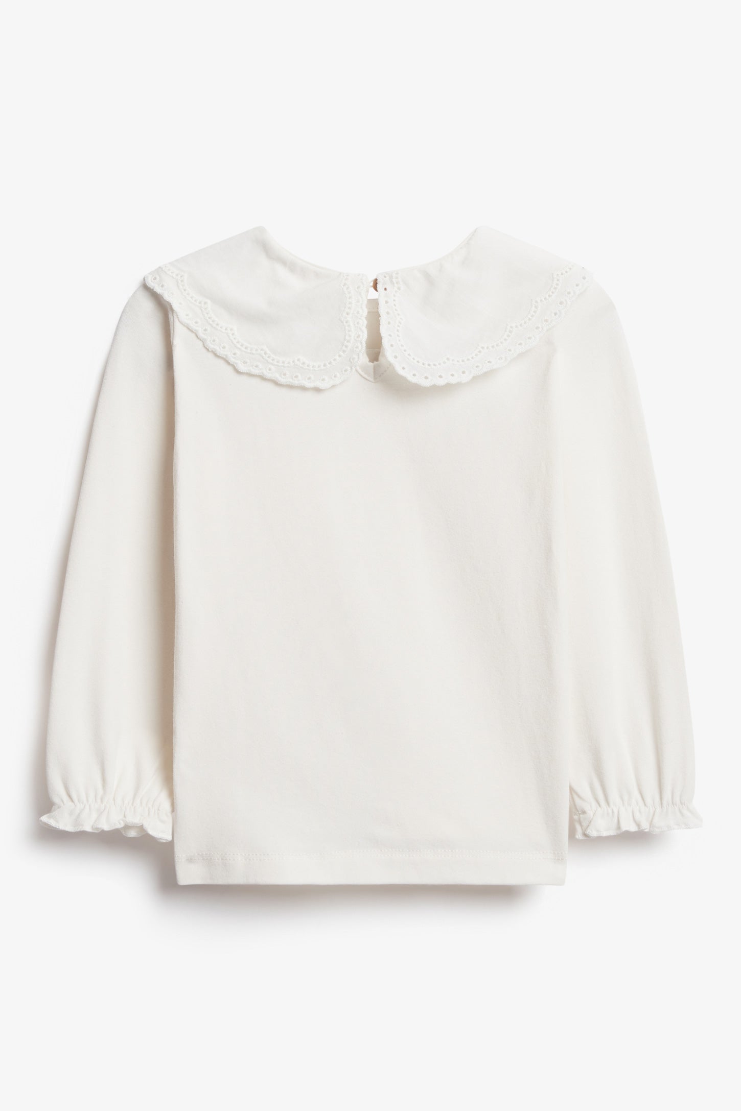 Ladies Peter Pan Collar Blouse on white with long sleeve