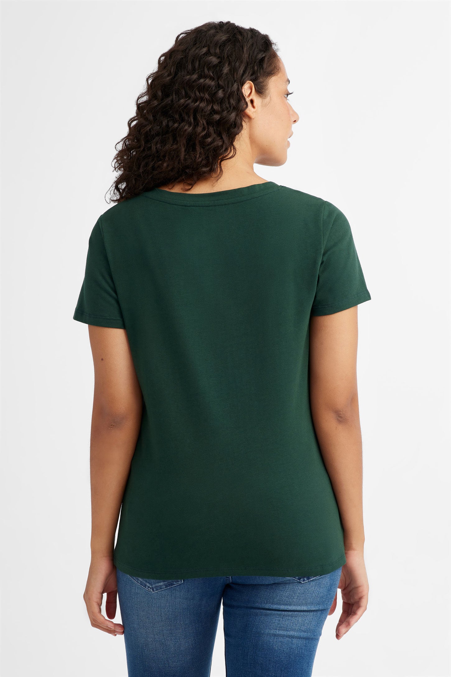 T-shirt col v poche poitrine Creeks vert clair femme