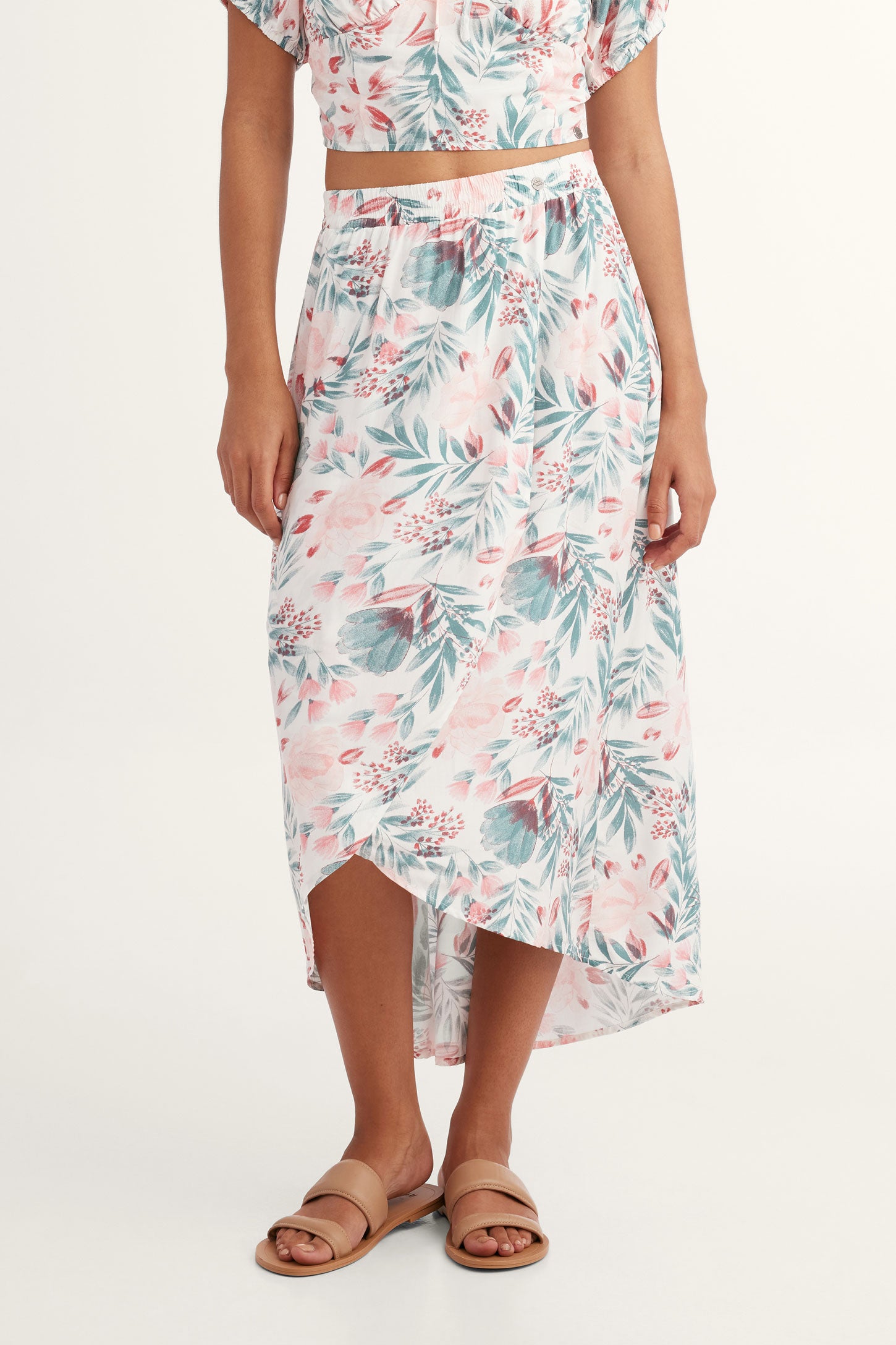Jupe longue imprimé floral - Femme && BLANC MULTI
