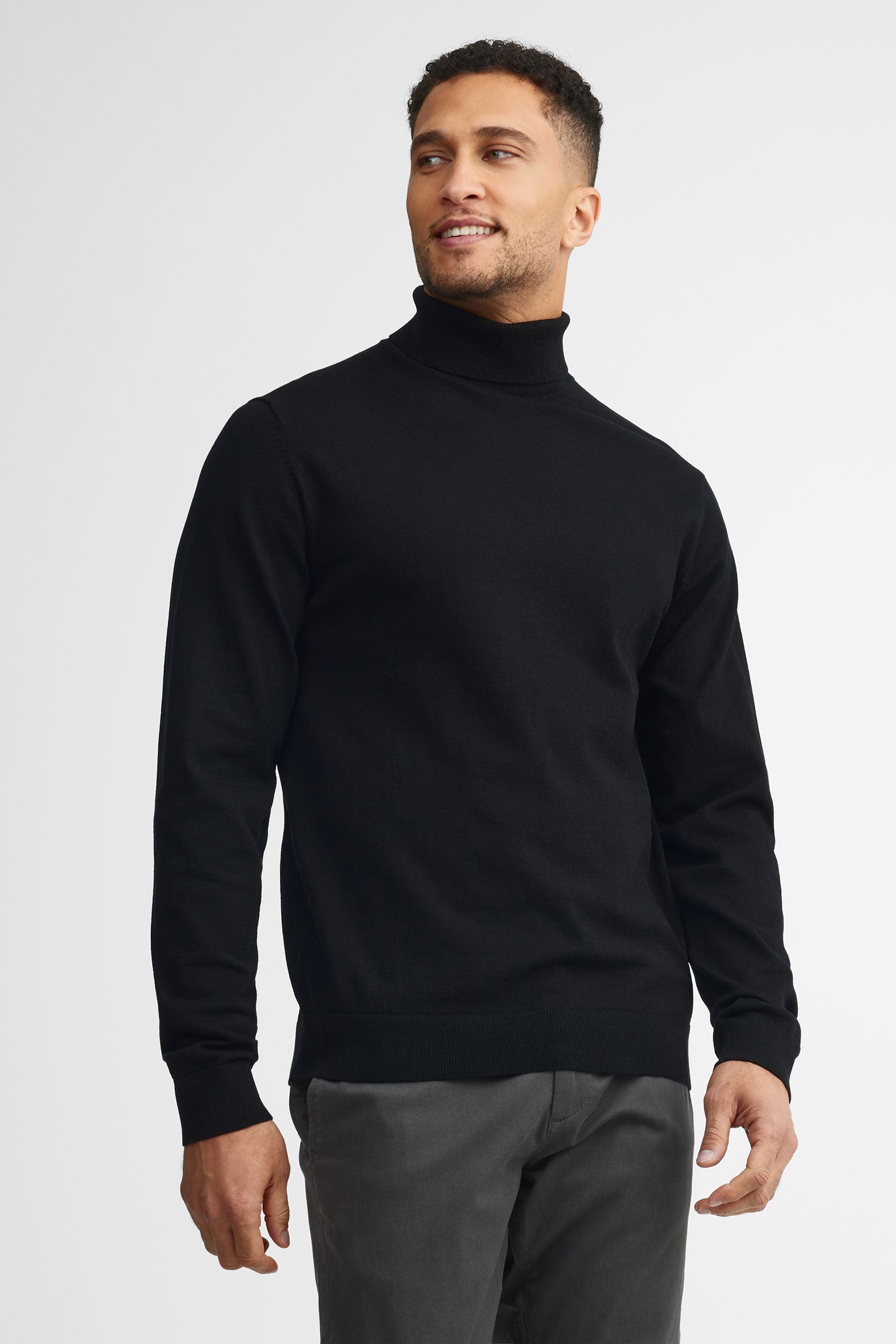 Chandail col roulé tricot - Homme && NOIR