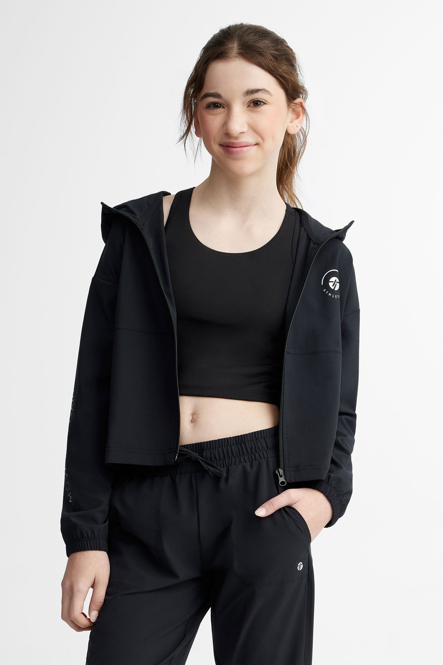 Veste à capuchon extensible 4 sens - Ado fille && NOIR