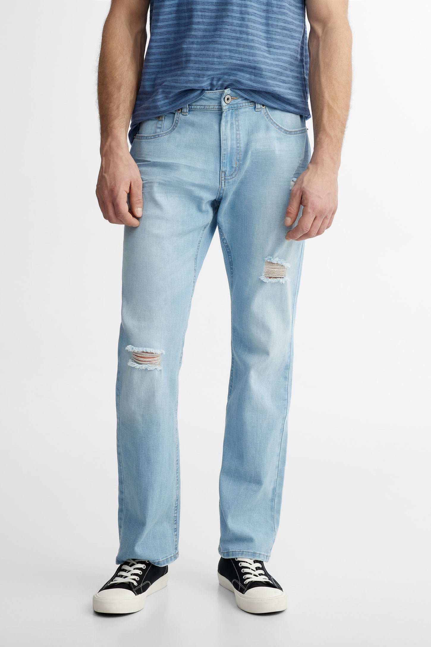 Jeans 5 poches jambe semi-évasée - Homme && BLEU PALE