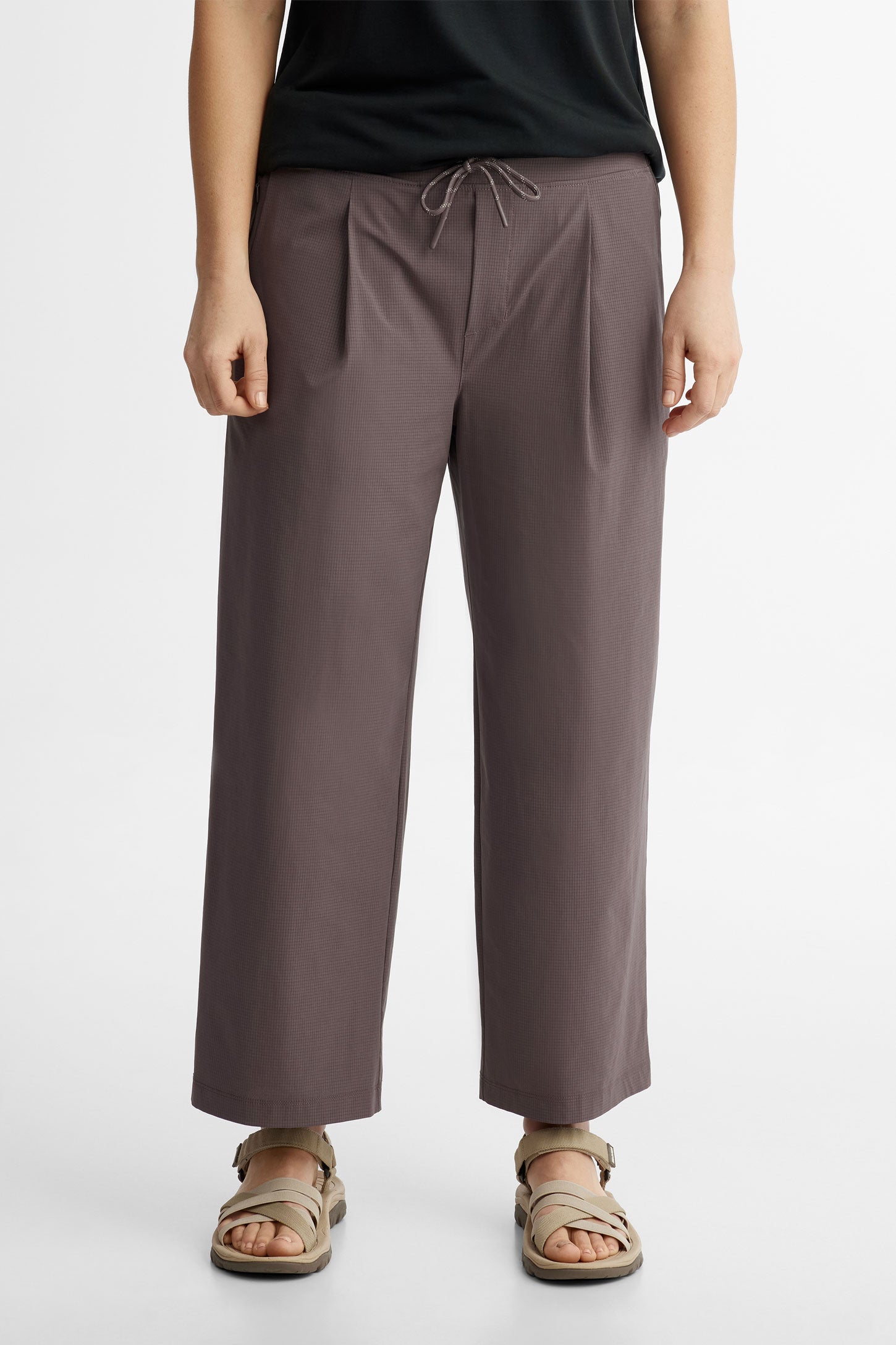 Pantalon 7/8 jambe large en ripstop BM - Femme && MAUVE