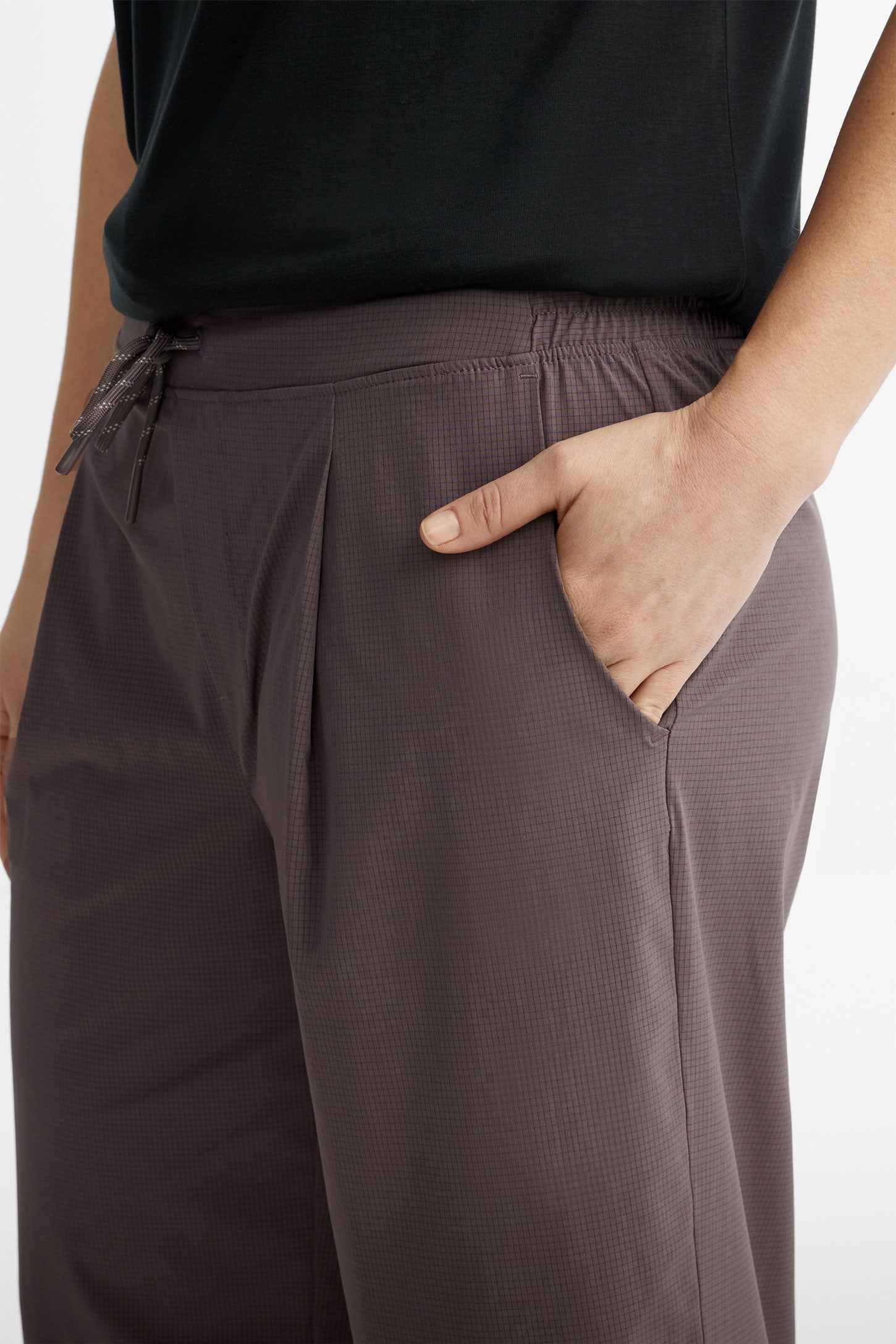 Pantalon 7/8 jambe large en ripstop BM - Femme && MAUVE