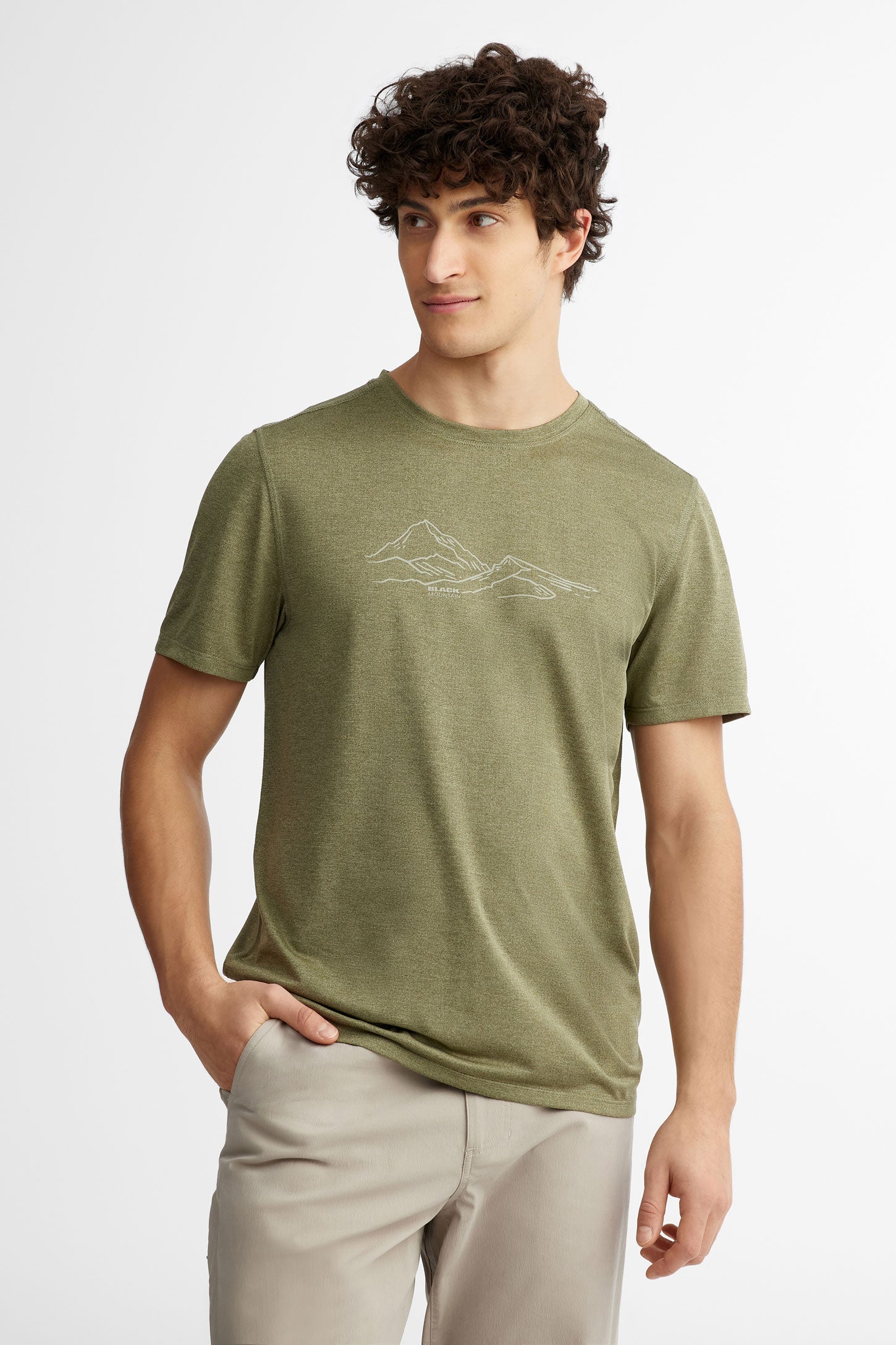 T-shirt col rond imprimé BM, 2/50$ - Homme && KAKI