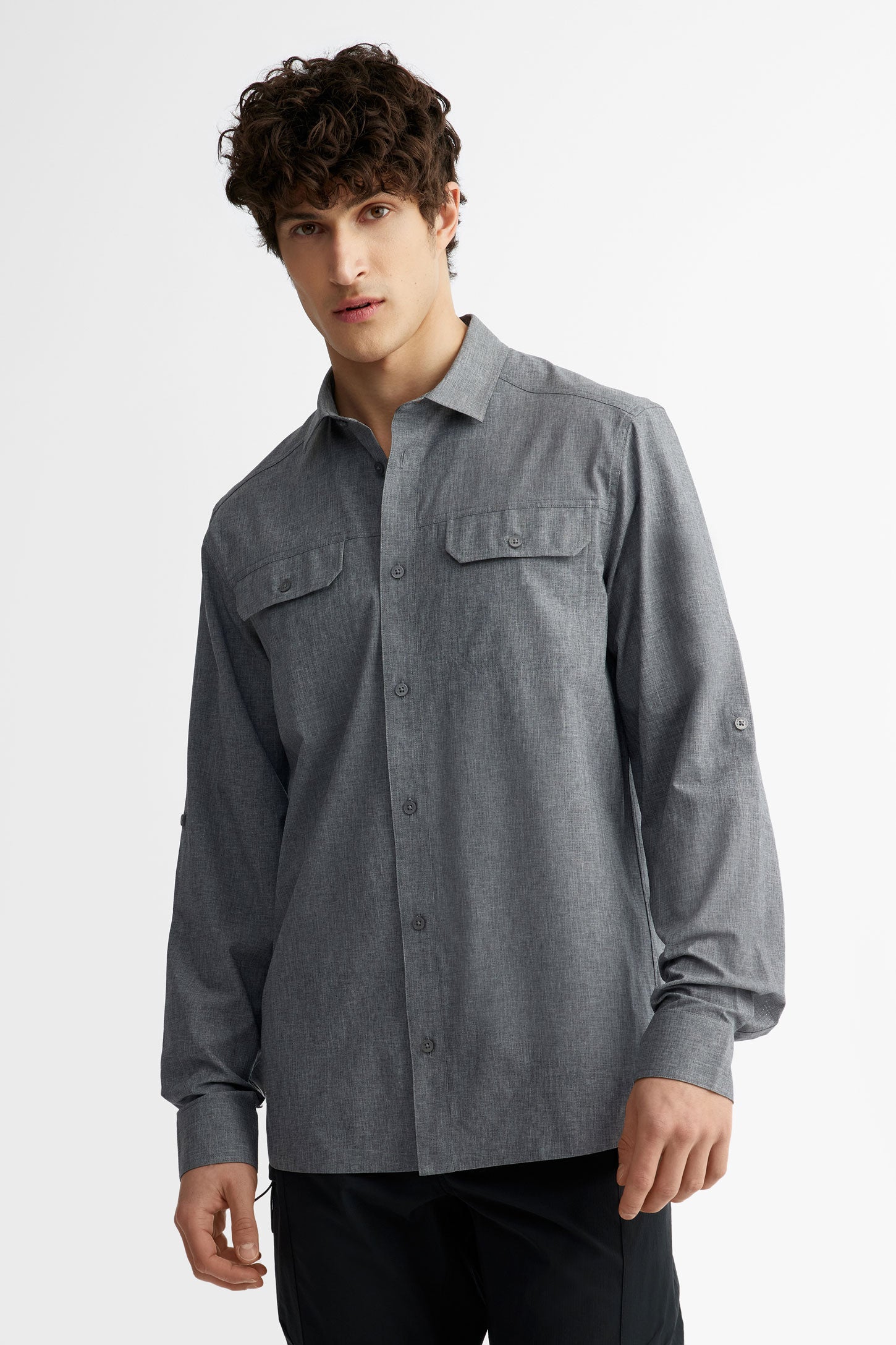Chemise avec manches repliables anti-froissement BM - Homme && NOIR