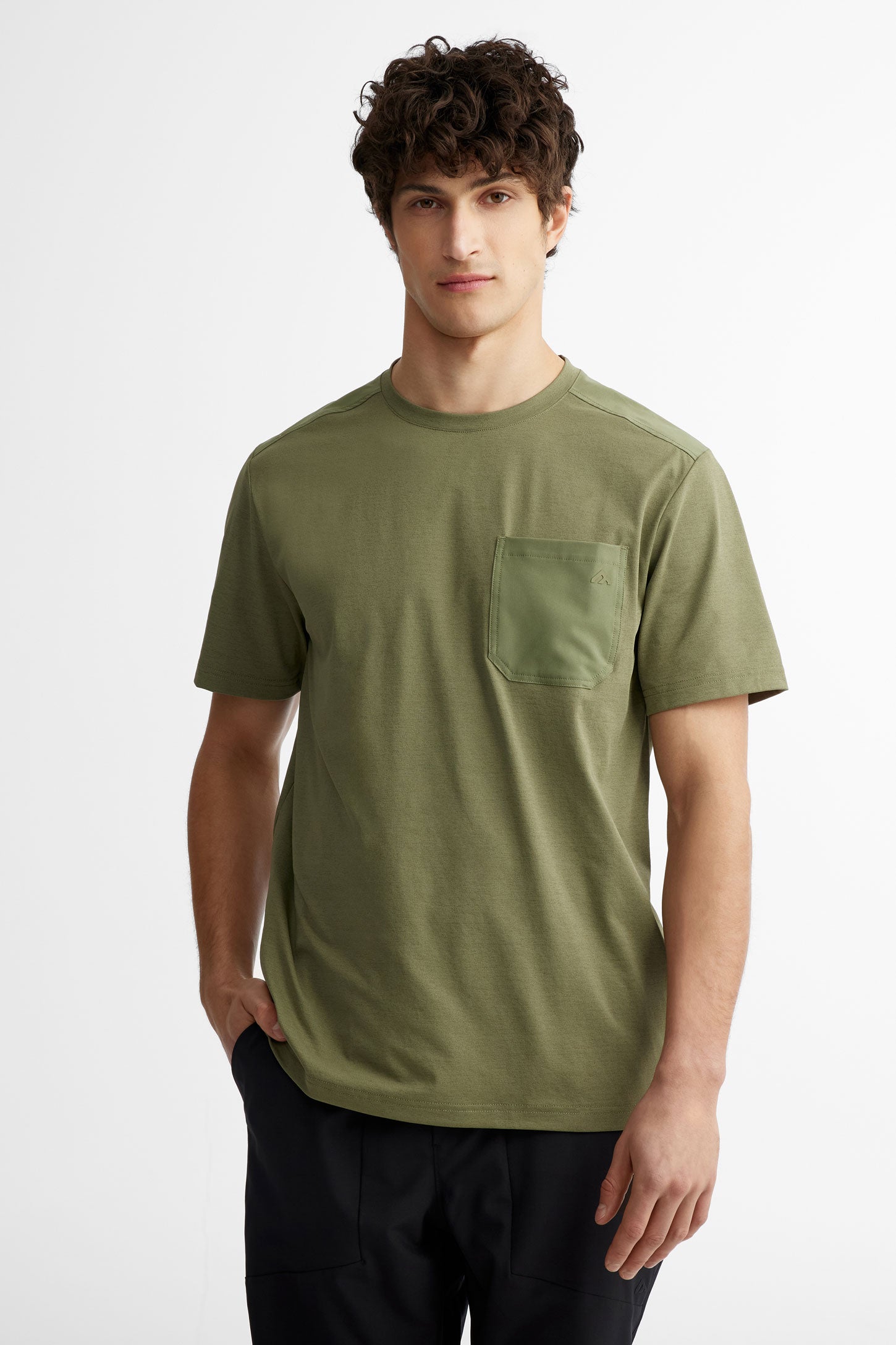 T-shirt col rond à poche BM - Homme && KAKI