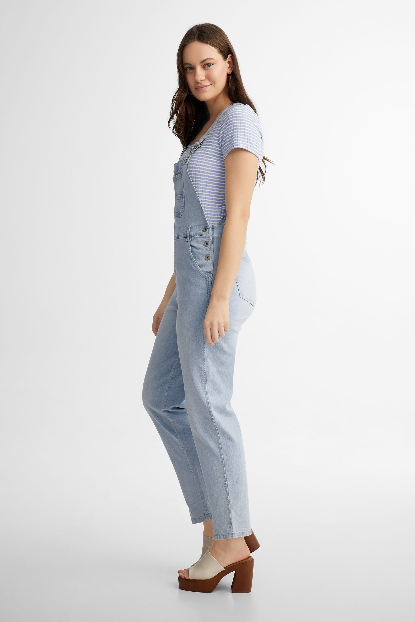 Salopette en jeans coupe ''Barrel'' - Femme && BLEU PALE