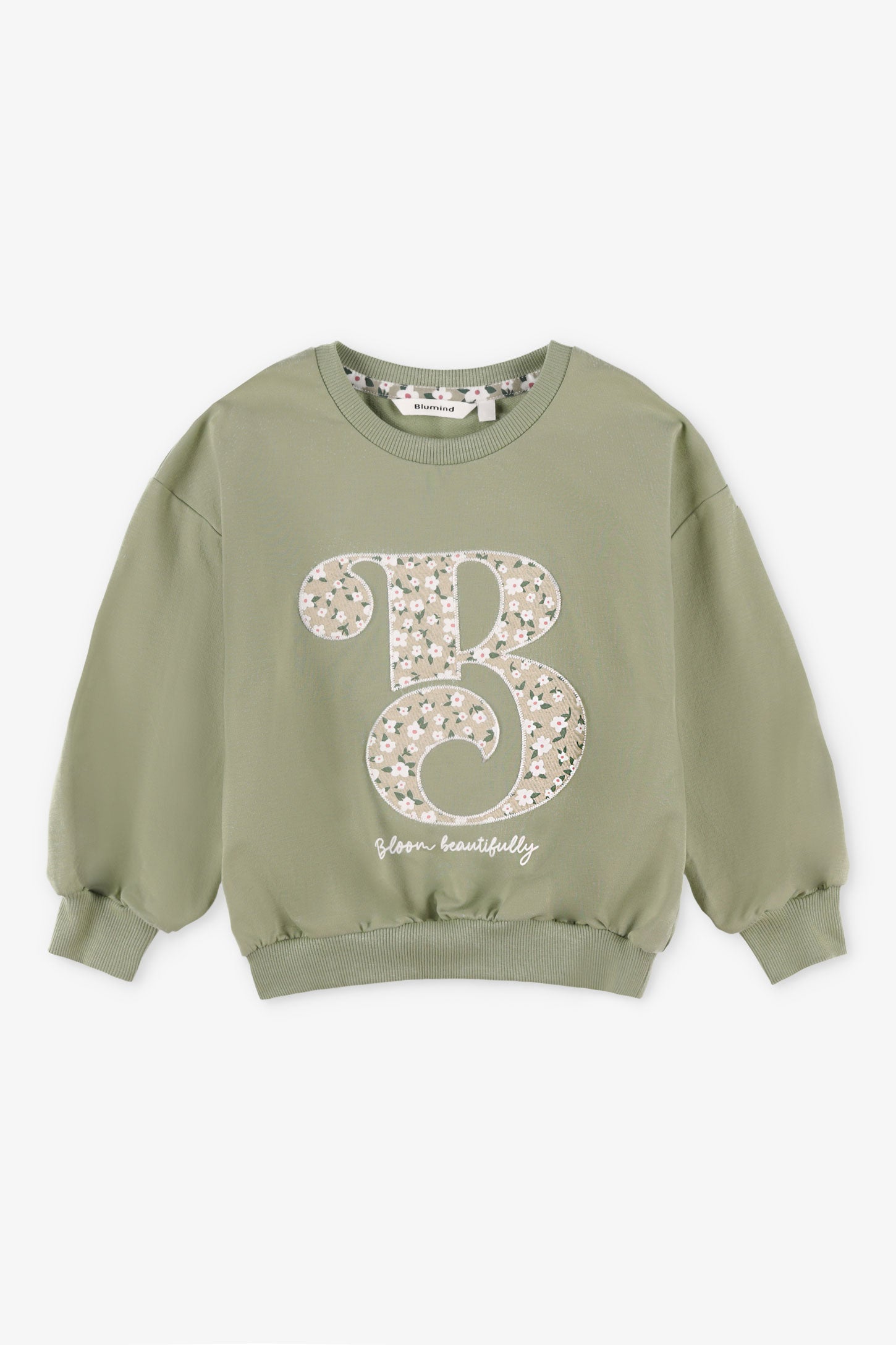 Chandail col rond manches bouffantes coton - Enfant fille && VERT