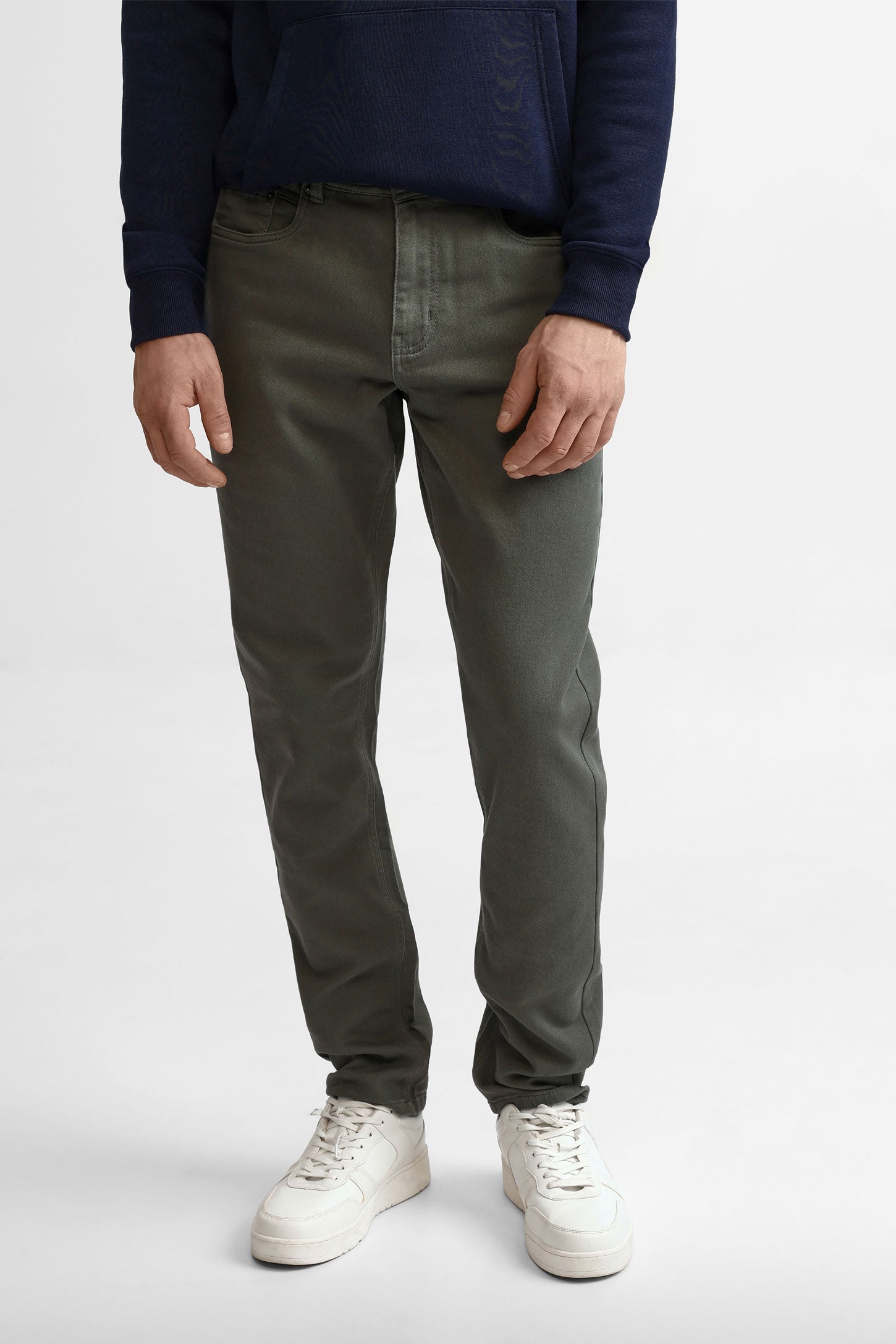 Pantalon 5 poches en twill coupe ajustée - Homme && VERT