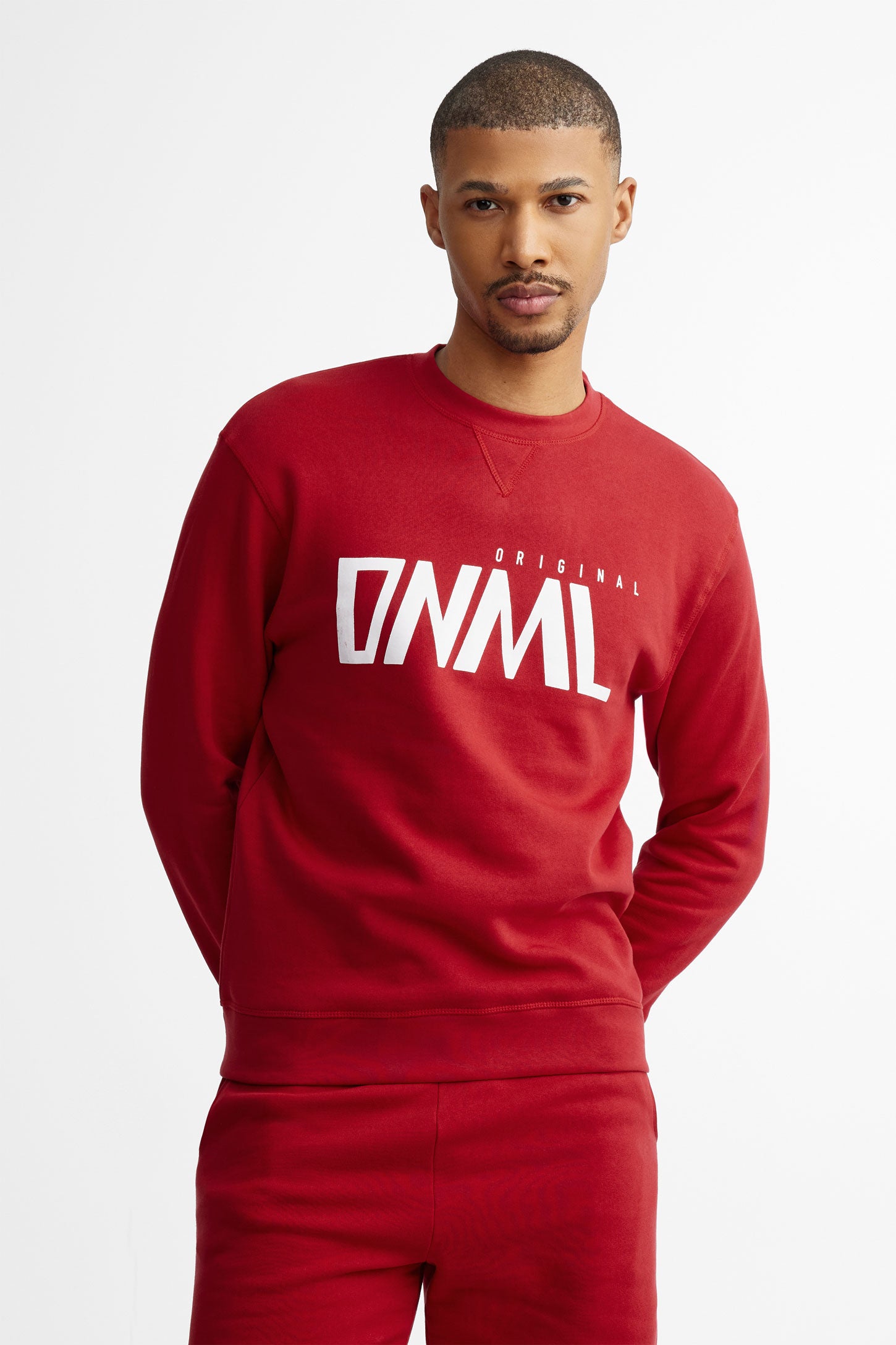 Chandail col rond ouaté - Homme && ROUGE