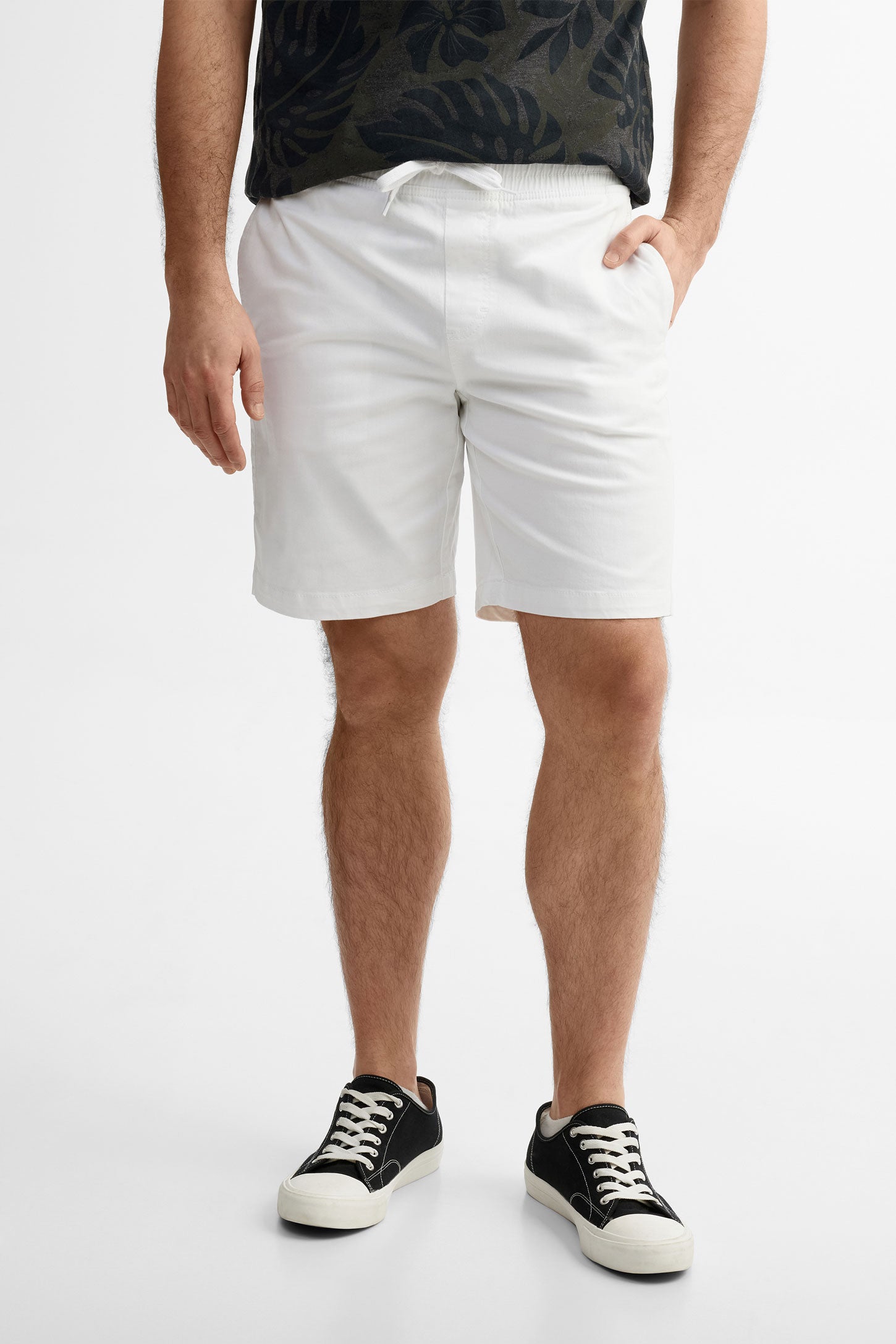 Short coupe régulière en twill - Homme && BLANC