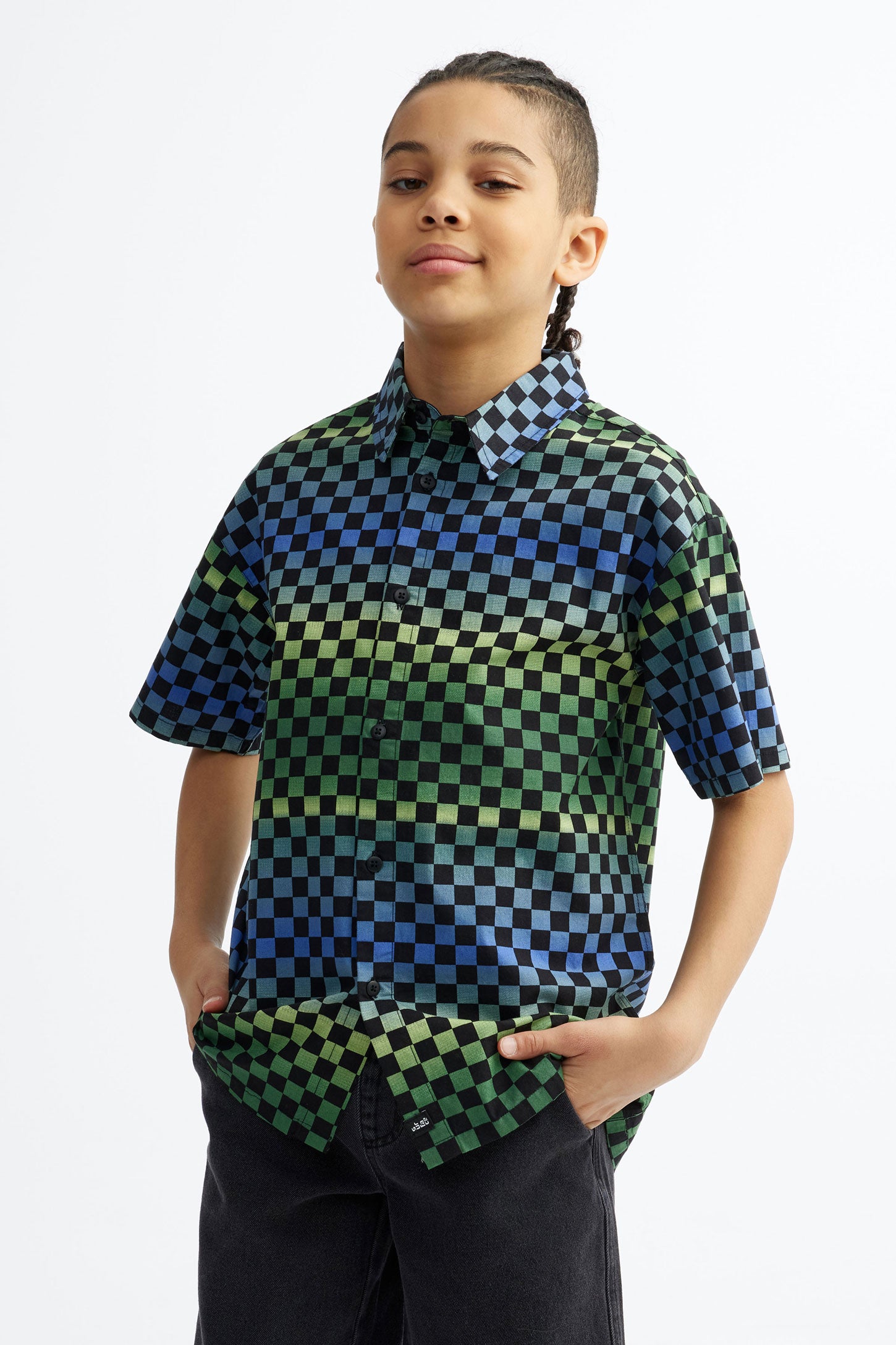 Chemise manches courtes imprimée en coton - Ado garçon && NOIR/MULTI