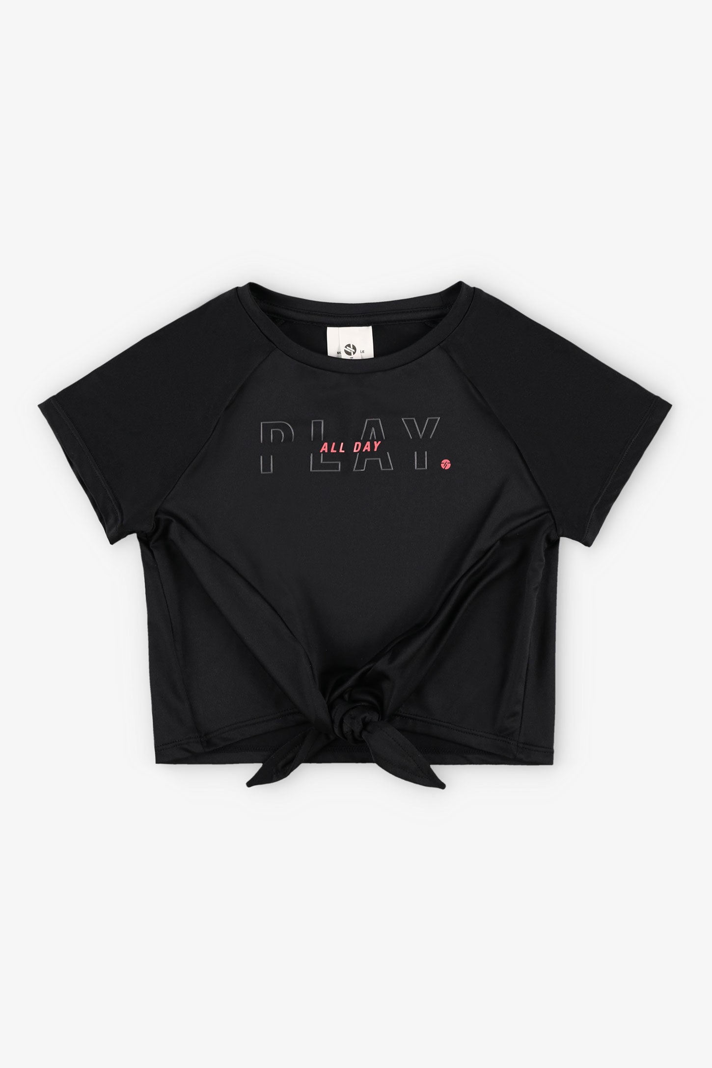 T-shirt noué au-devant athlétique - Enfant fille && NOIR