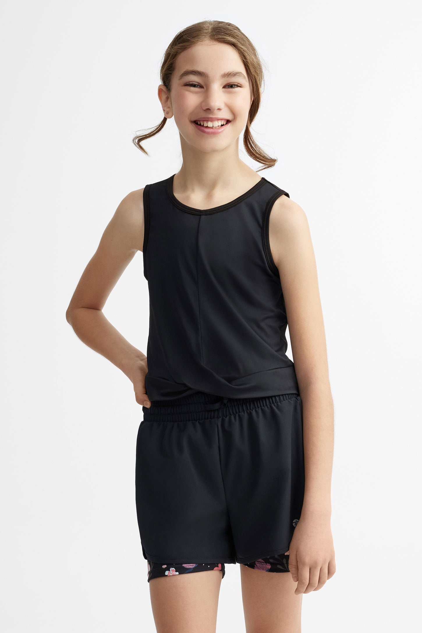 Camisole athlétique devant torsadé - Ado fille && NOIR