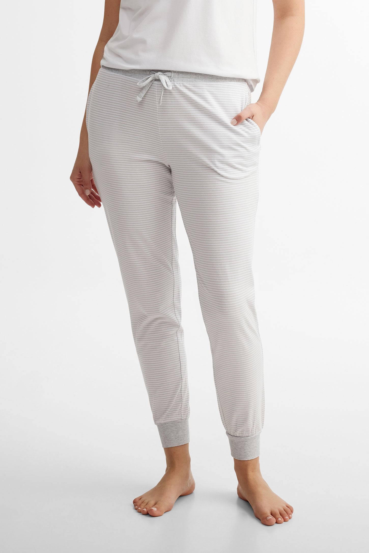Pantalon pyjama jogger en modal - Femme && GRIS MULTI