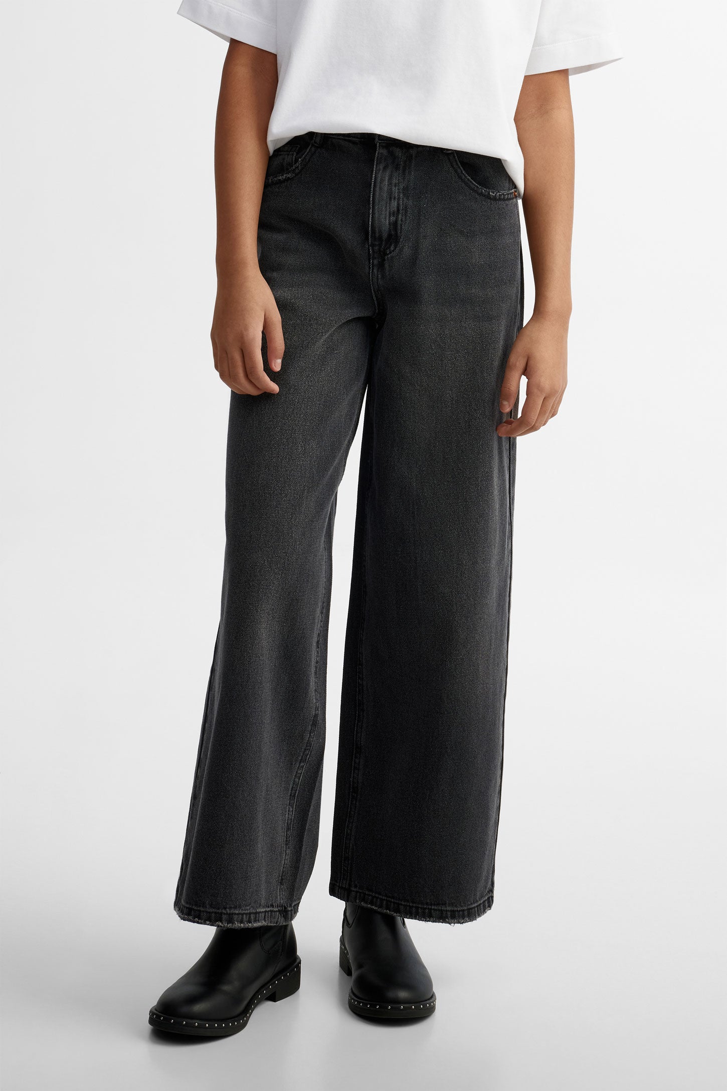 Jeans jambe évasée - Ado fille && NOIR