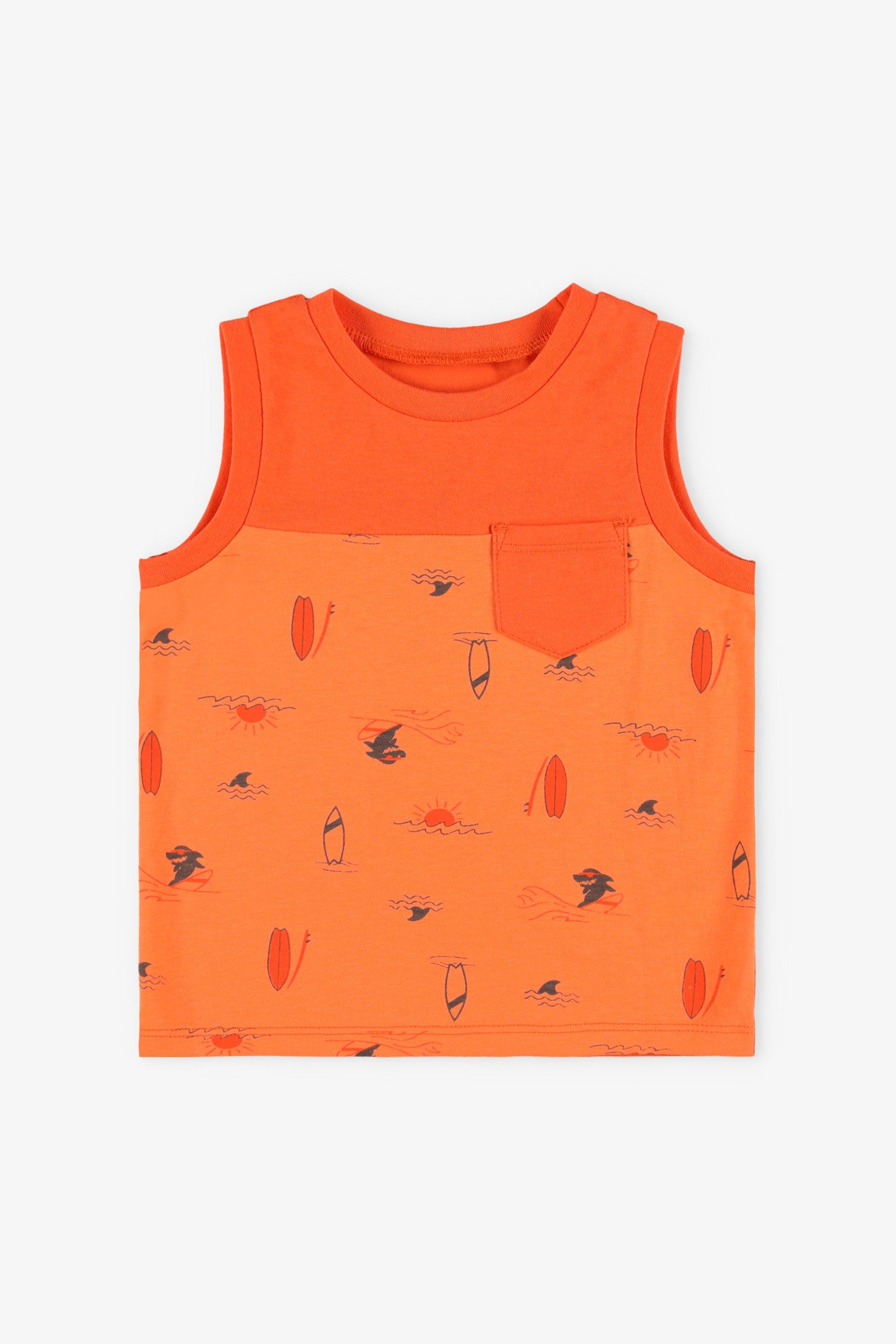 Camisole à poche en coton, 2/15$ - Bébé garçon && ORANGE