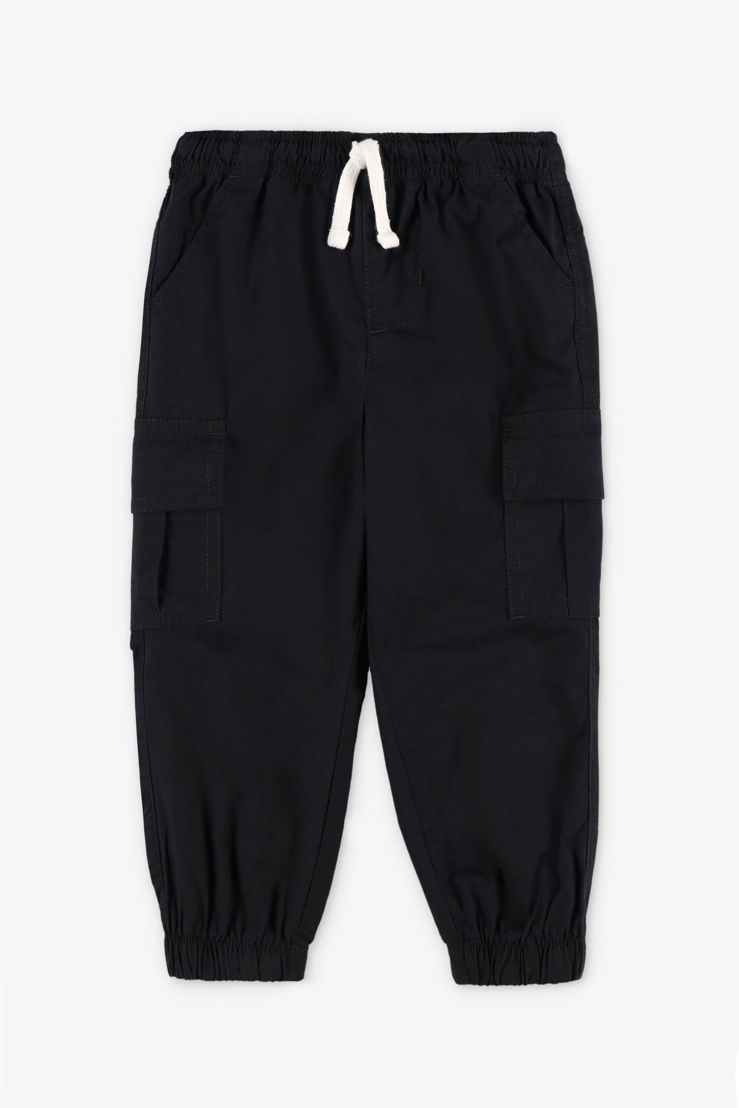 Pantalon jogger cargo popeline - Bébé garçon && NOIR
