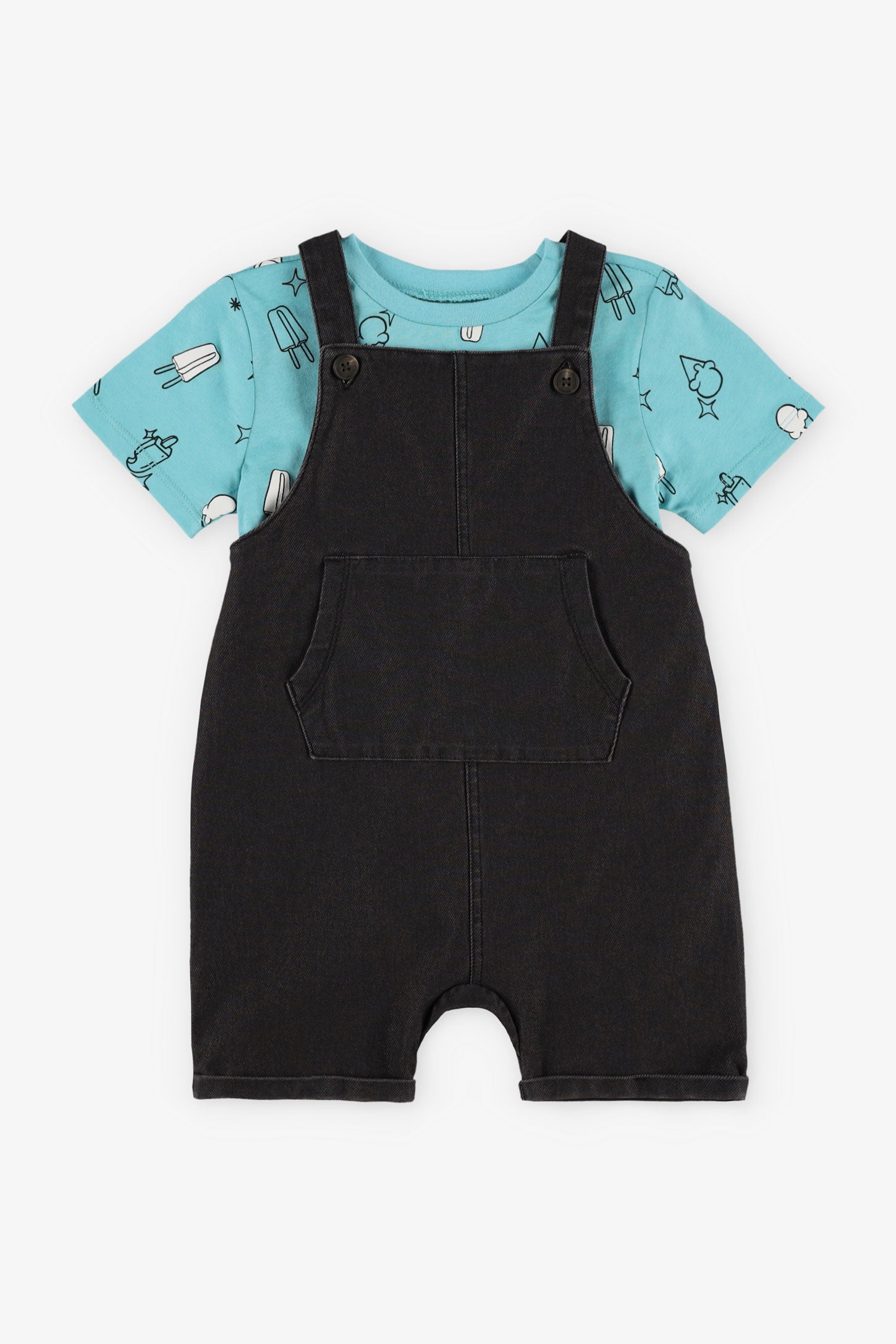 Ensemble 2-pièces Salopette et t-shirt, 2T-3T - Bébé garçon && BLEU PALE