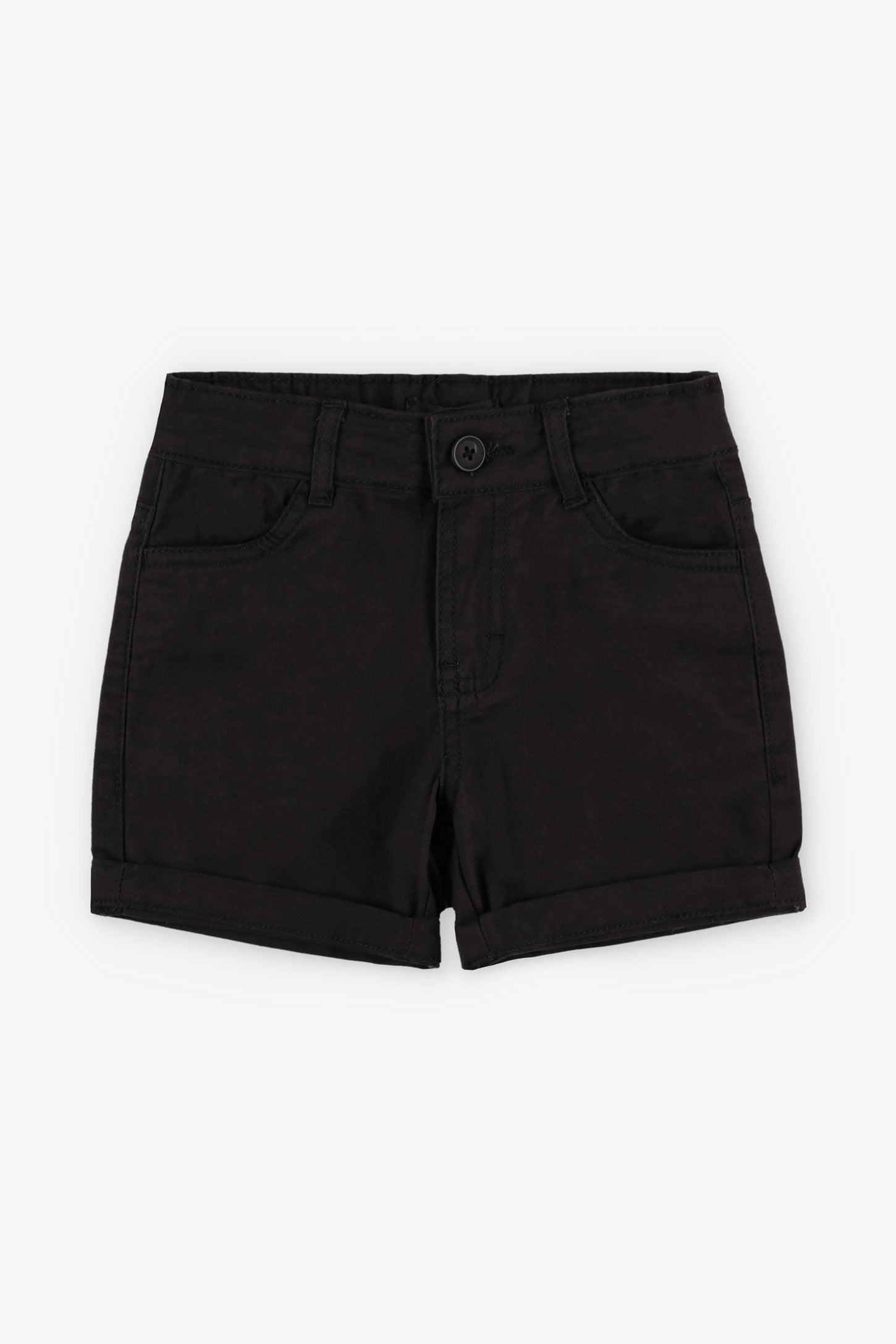 Short 5 poches en twill extensible - Enfant fille && NOIR