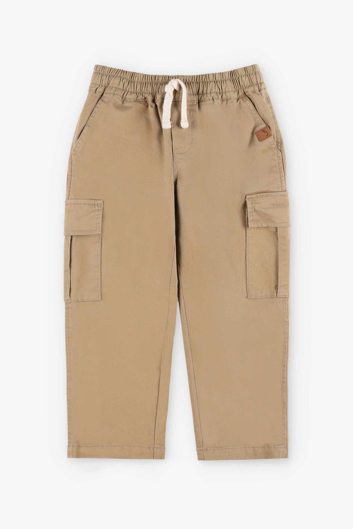 Pantalon taille élastique en twill - Enfant garçon && BRUN