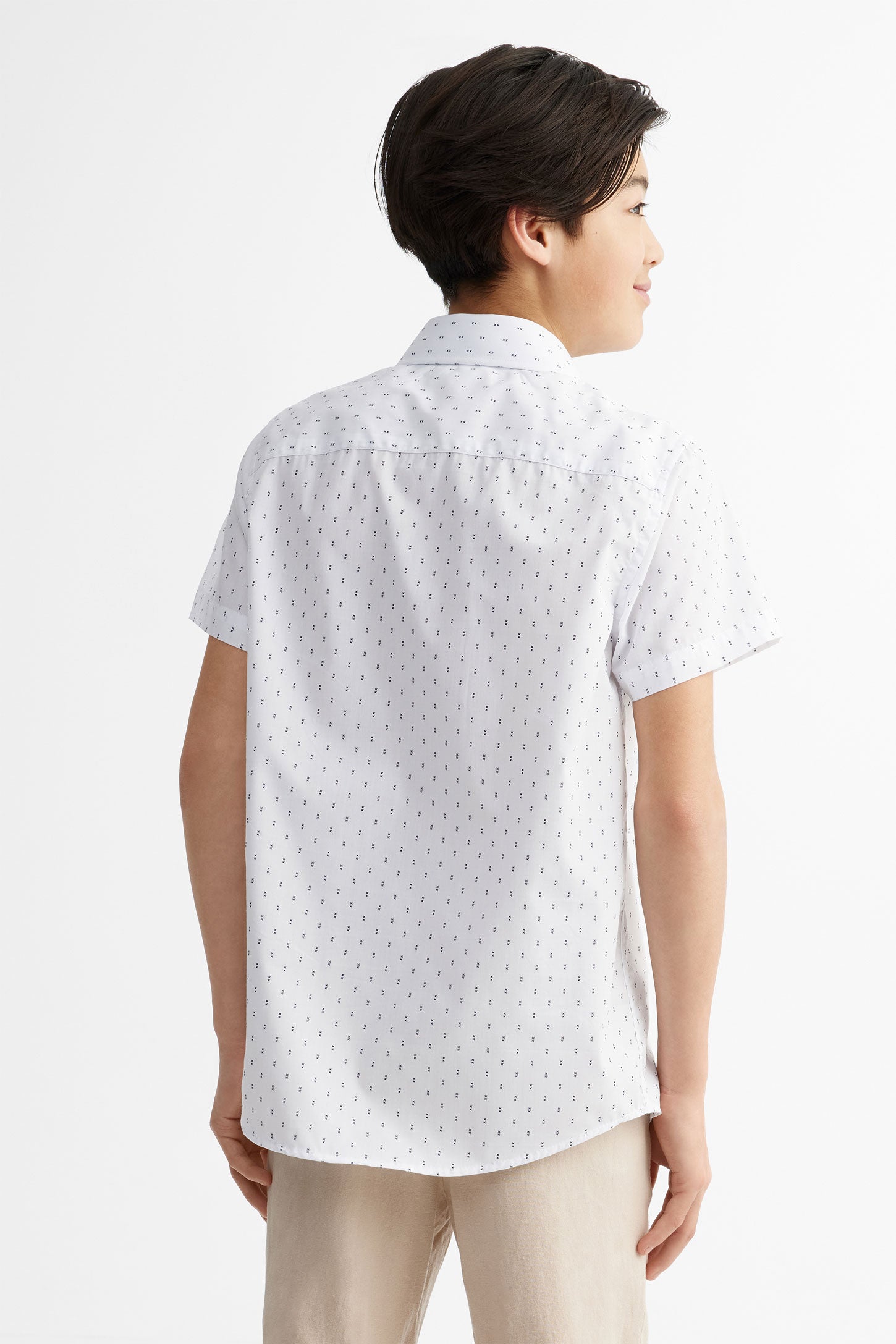 Chemise manches courte en coton - Ado garçon && BLANC