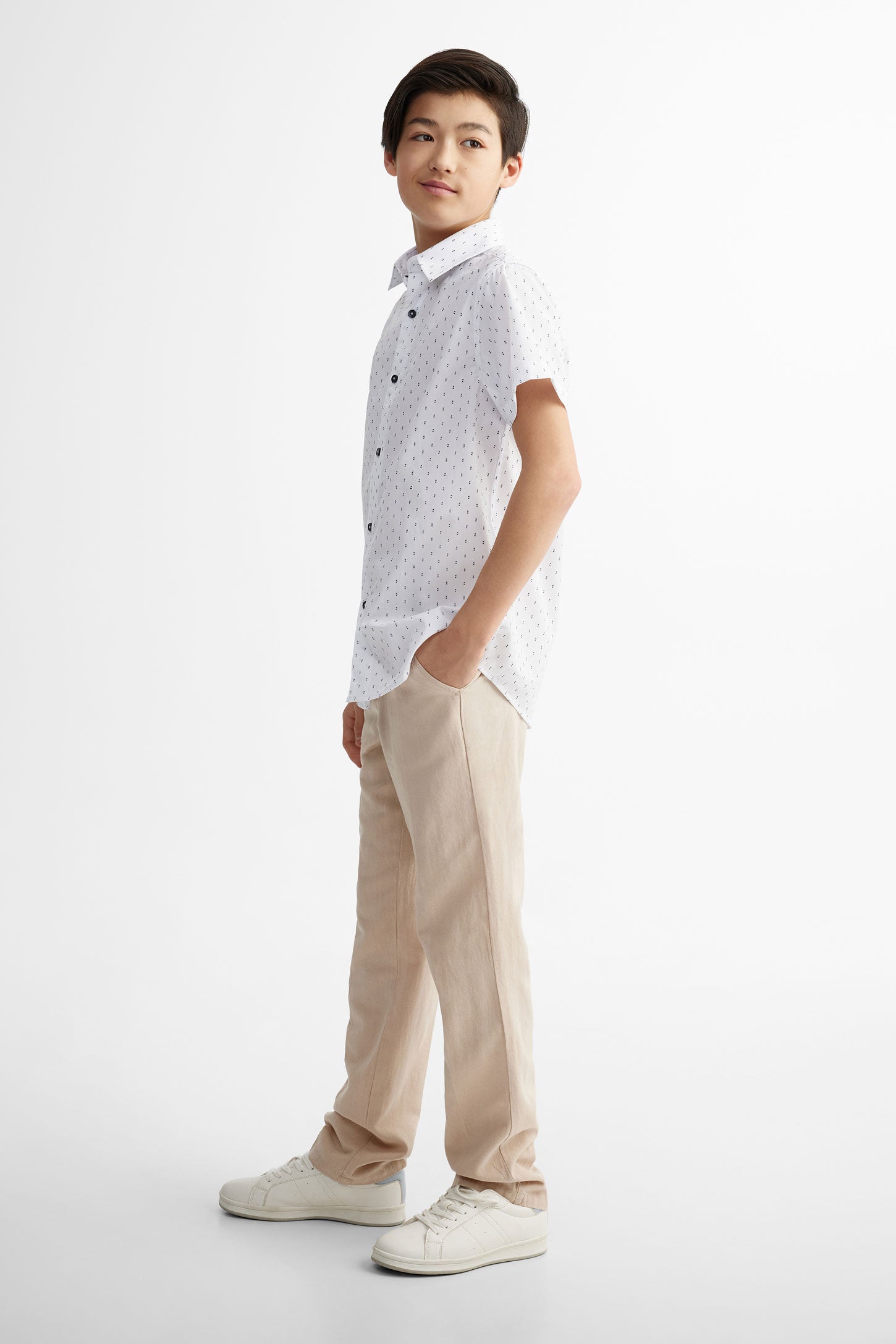 Chemise manches courte en coton - Ado garçon && BLANC