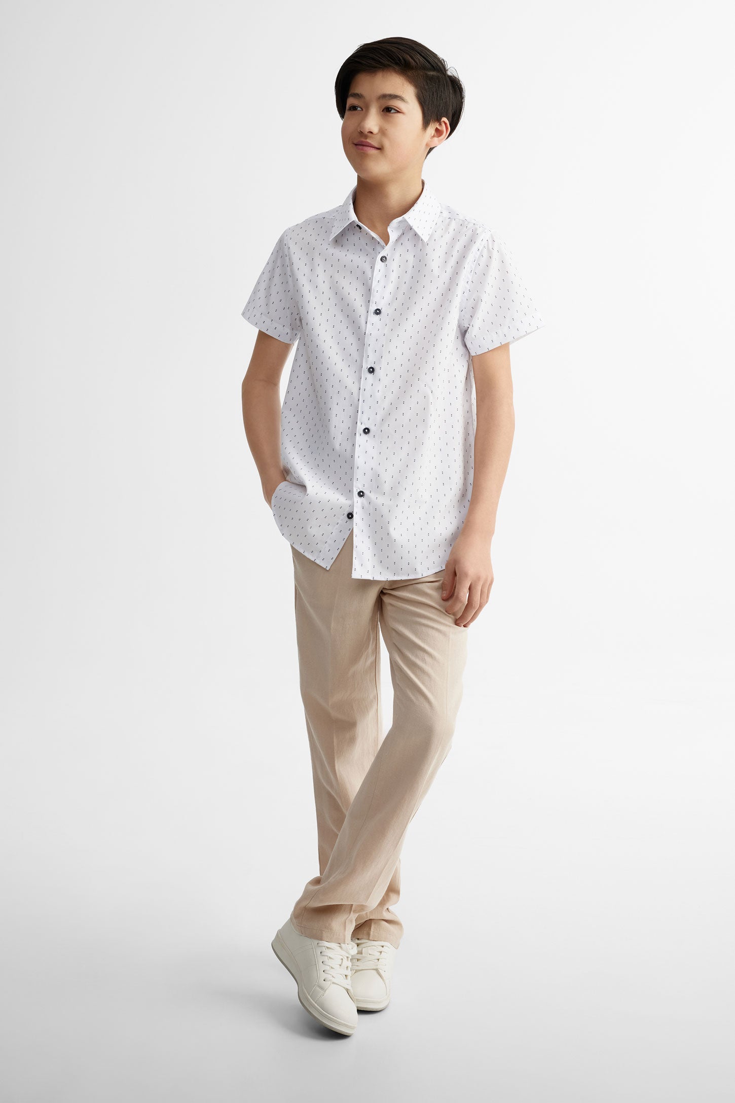 Chemise manches courte en coton - Ado garçon && BLANC